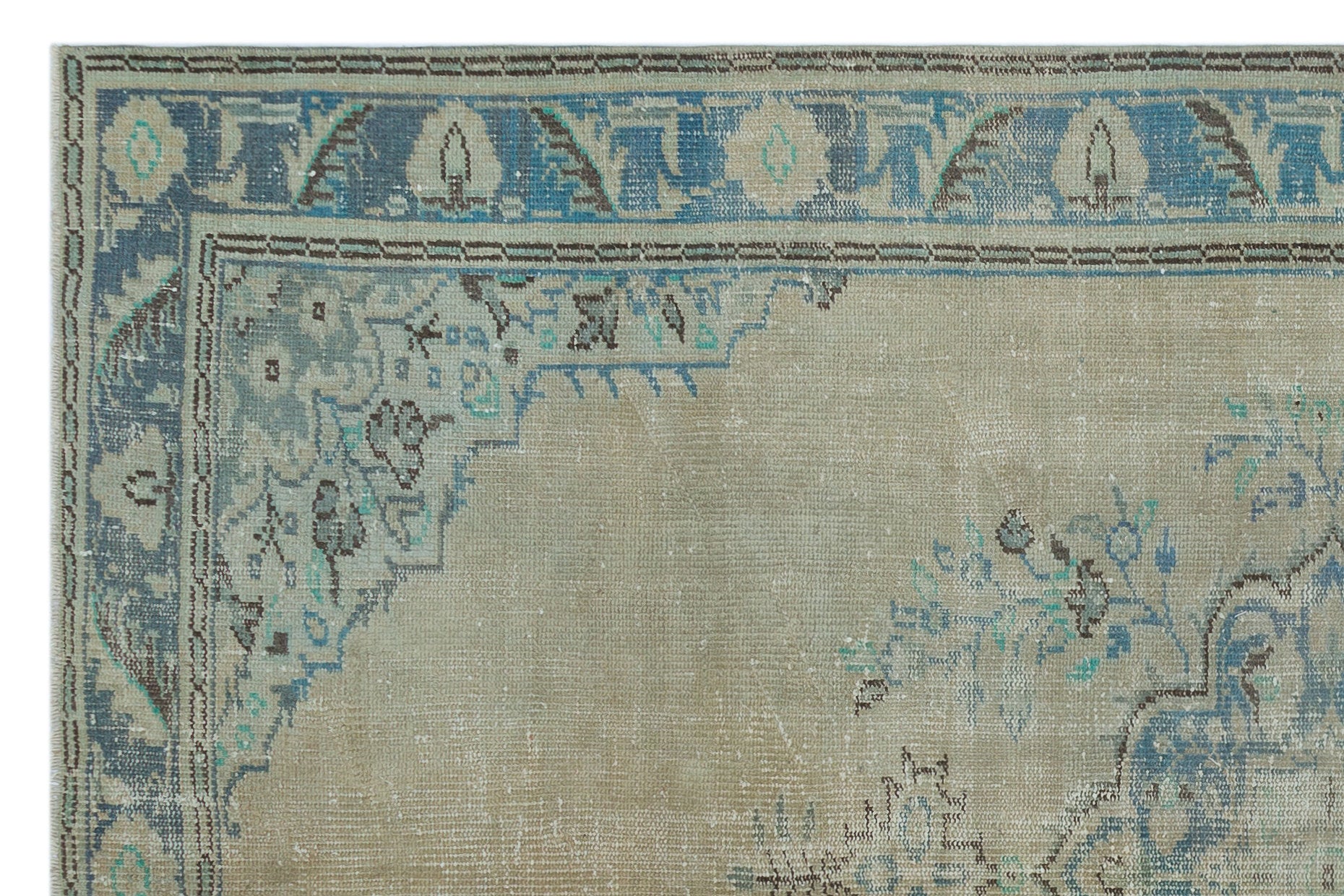 Beige Over Dyed Vintage Rug 5'8'' x 8'7'' ft 173 x 262 cm