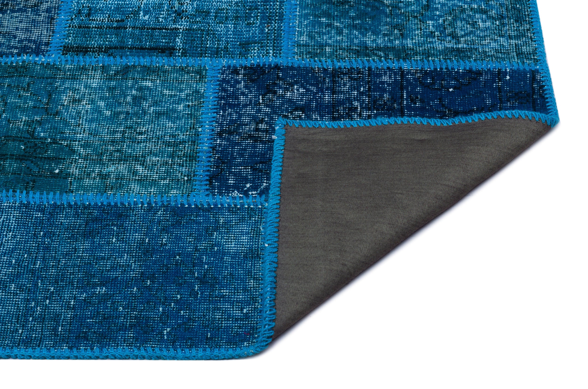 Turquoise Over Dyed Patchwork Unique Rug 2'7'' x 4'11'' ft 80 x 150 cm