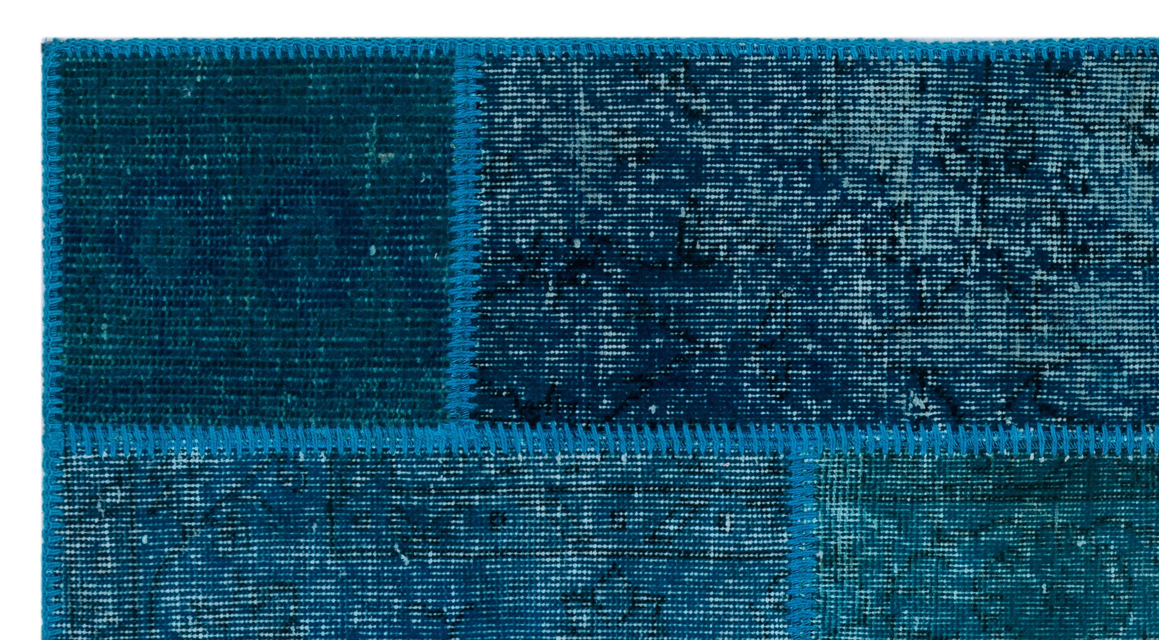 Turquoise Over Dyed Patchwork Unique Rug 2'7'' x 4'11'' ft 80 x 150 cm