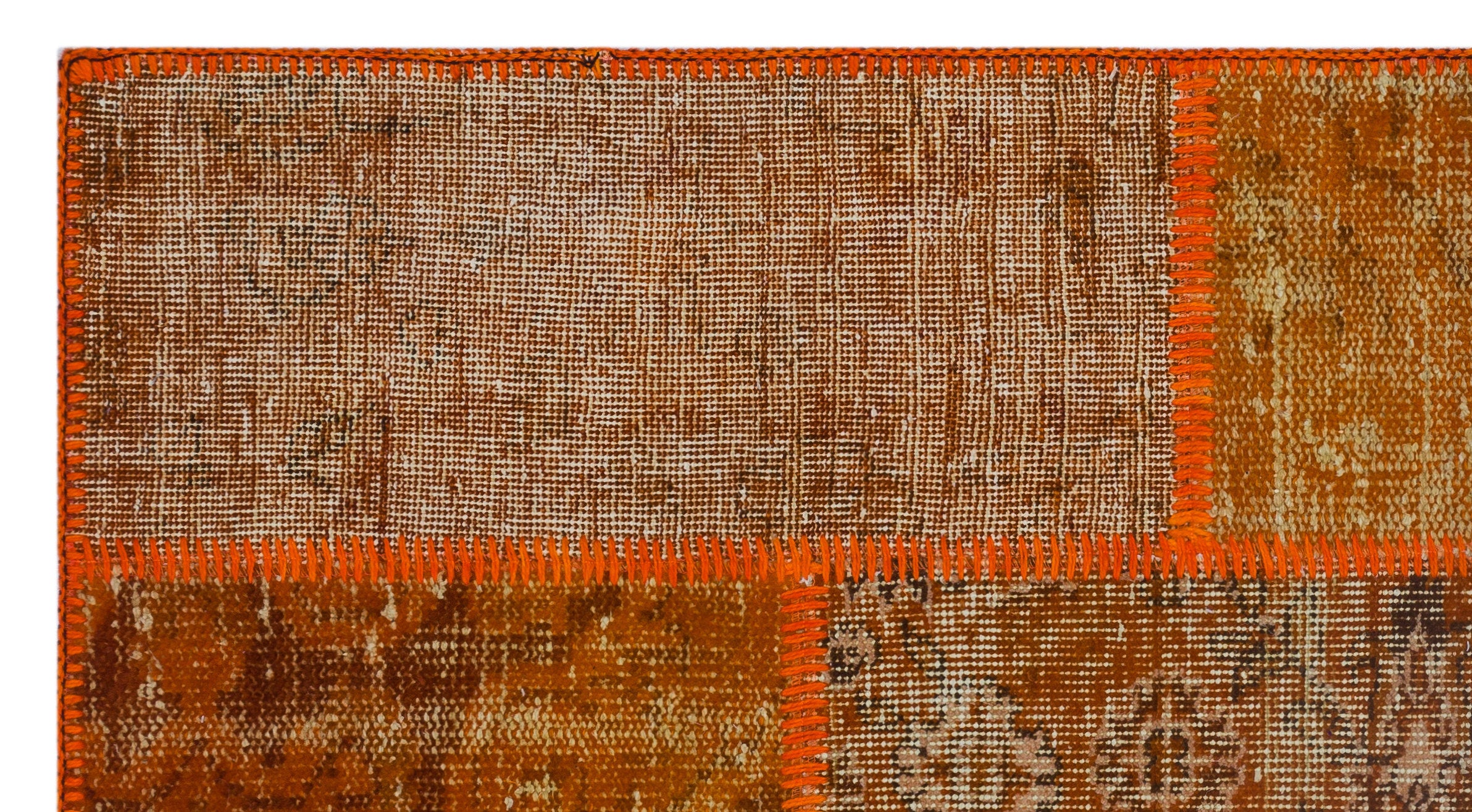 Orange Over Dyed Patchwork Unique Rug 2'7'' x 4'11'' ft 80 x 150 cm