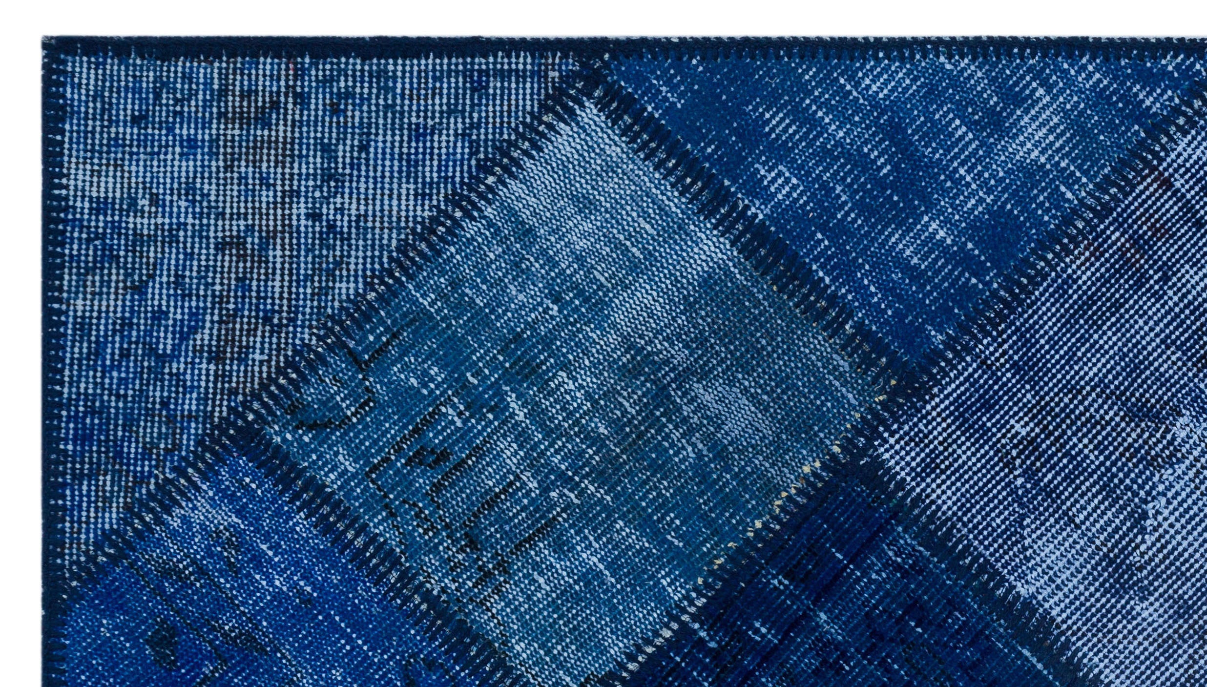Blue Over Dyed Patchwork Unique Rug 2'7'' x 4'11'' ft 80 x 150 cm