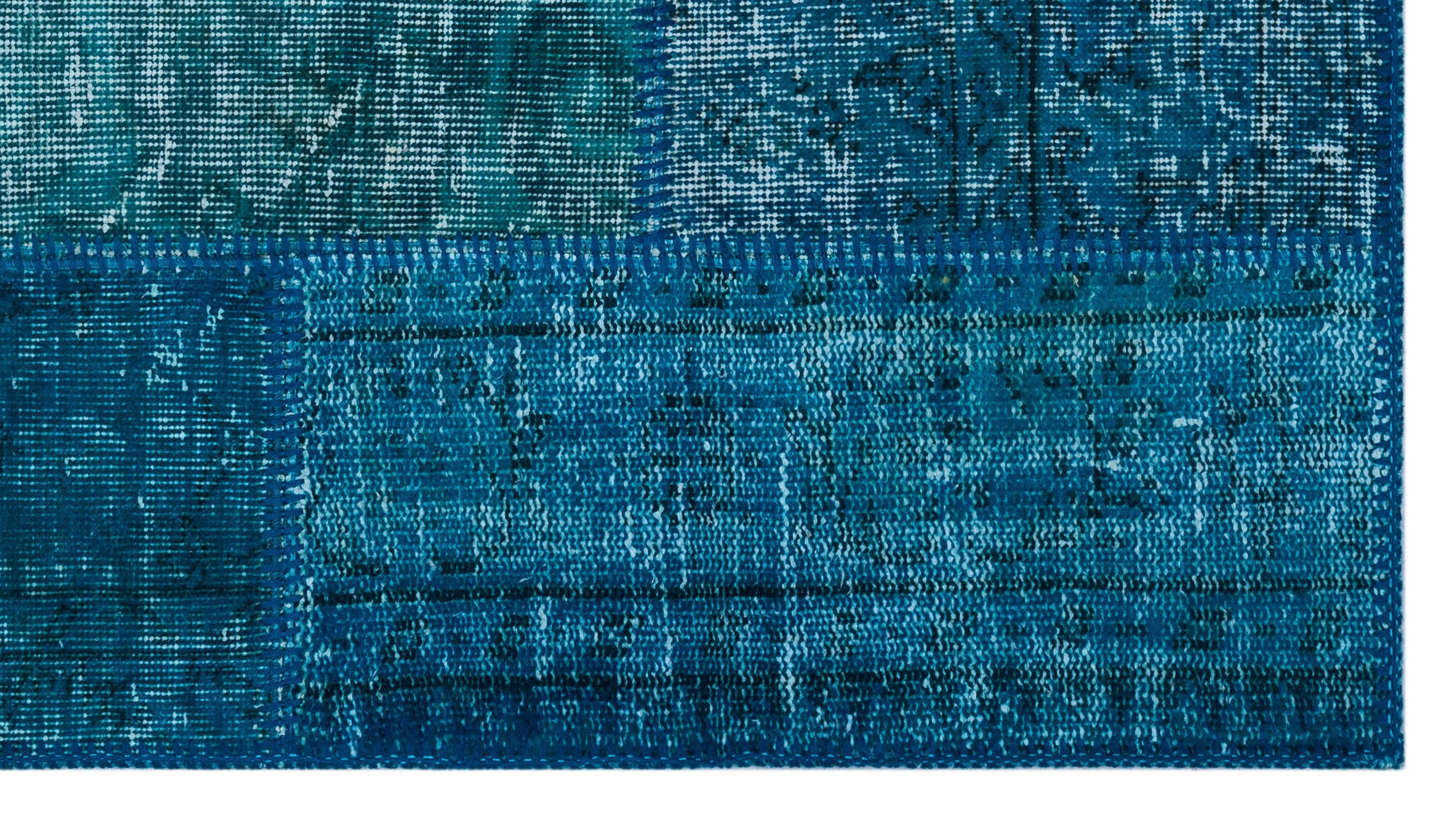 Turquoise Over Dyed Patchwork Unique Rug 2'7'' x 4'11'' ft 80 x 150 cm