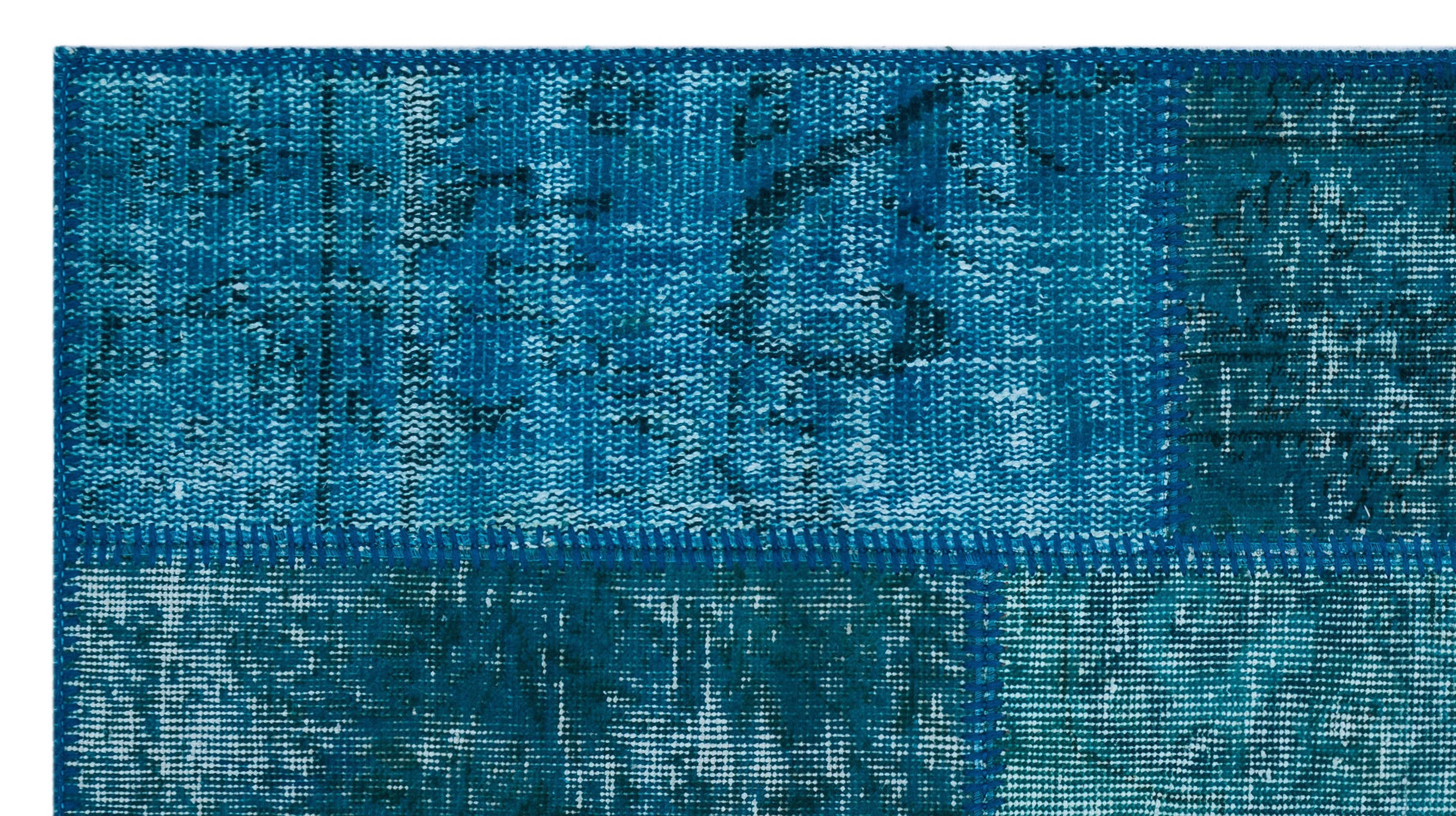 Turquoise Over Dyed Patchwork Unique Rug 2'7'' x 4'11'' ft 80 x 150 cm