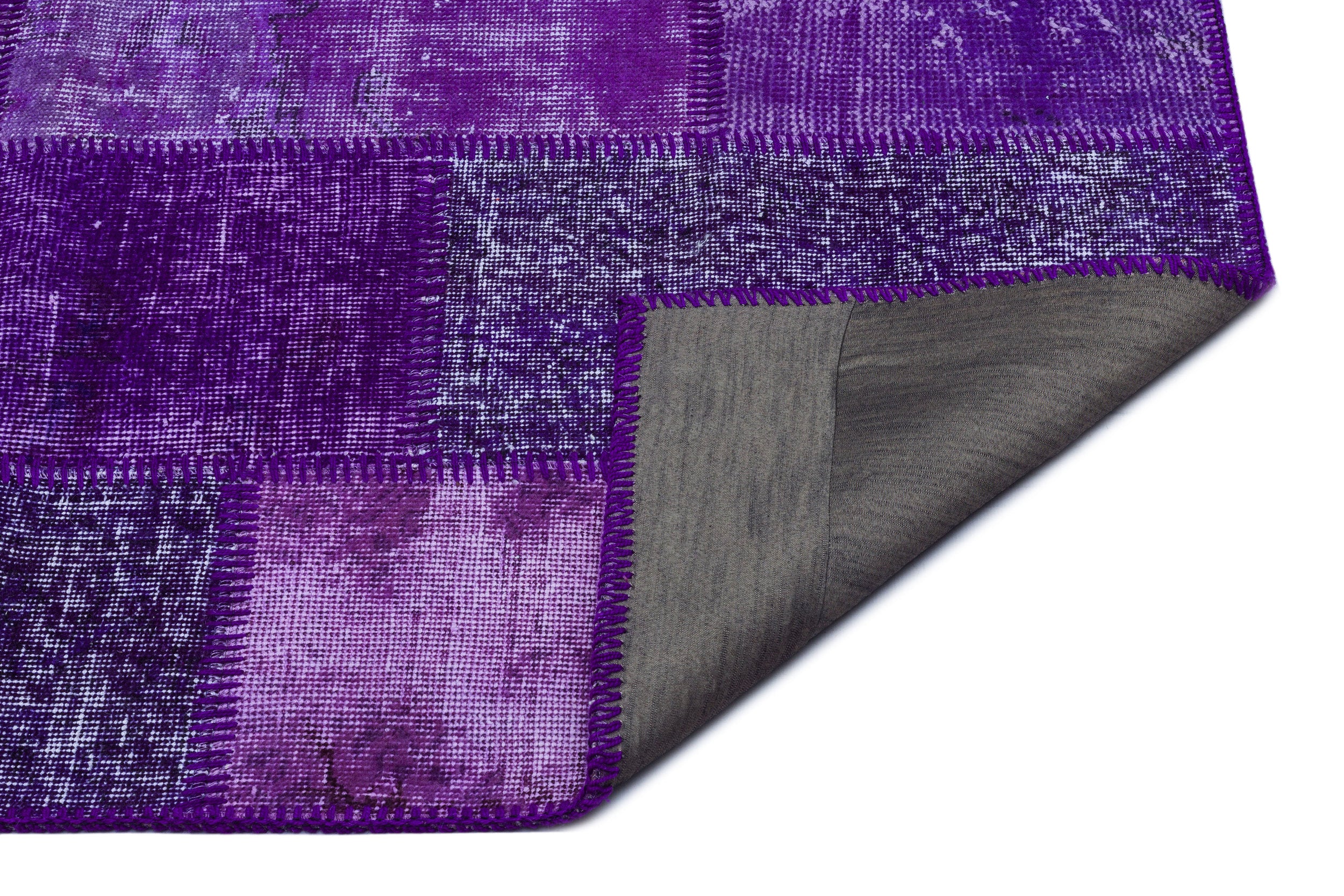 Purple Over Dyed Patchwork Unique Rug 2'7'' x 4'11'' ft 80 x 150 cm