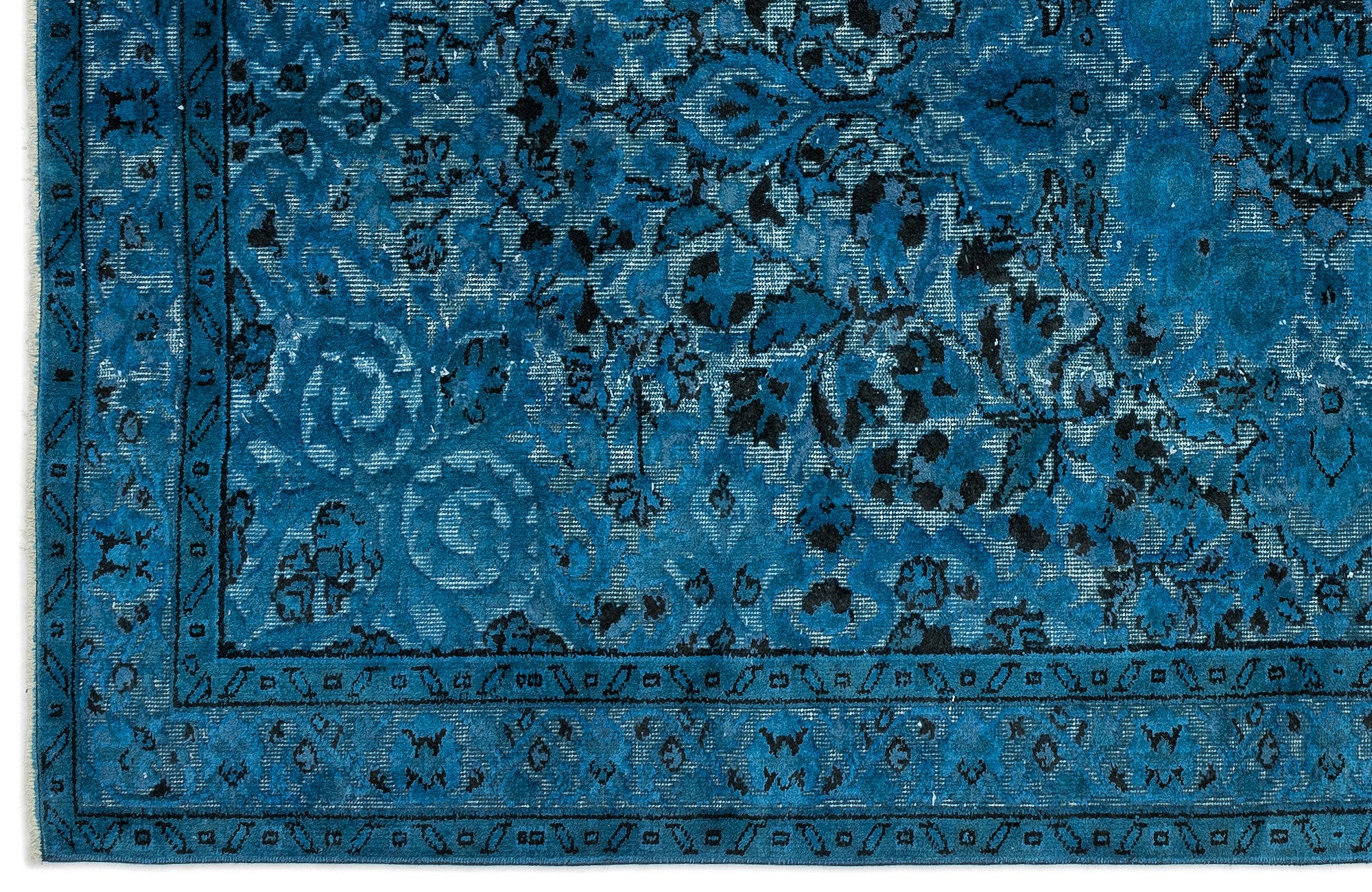 Turquoise Over Dyed Carved Rug 5'4'' x 8'8'' ft 162 x 264 cm