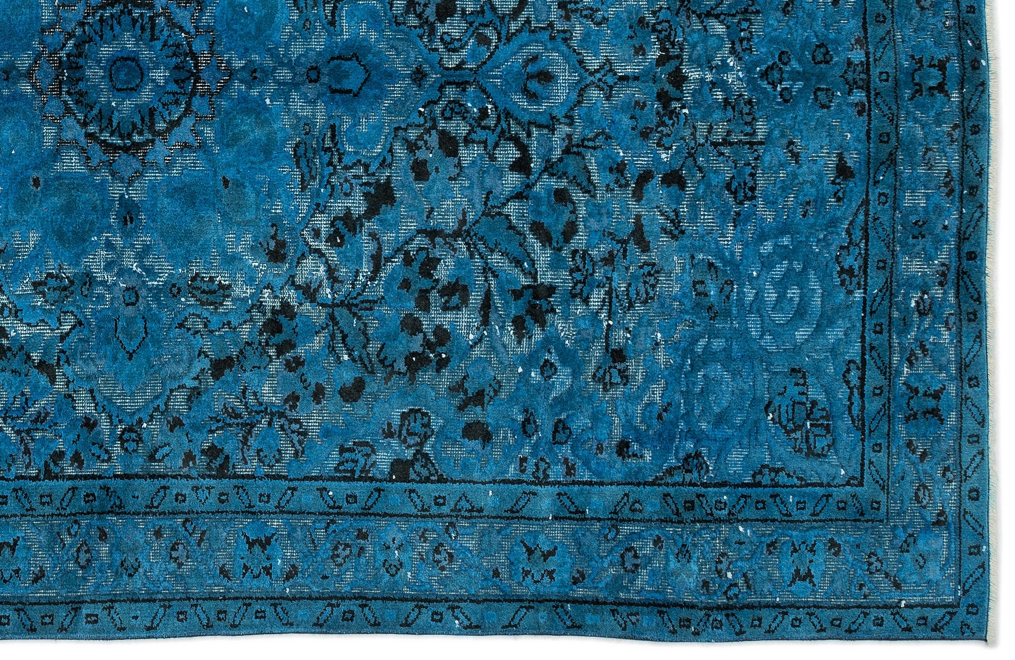 Turquoise Over Dyed Carved Rug 5'4'' x 8'8'' ft 162 x 264 cm