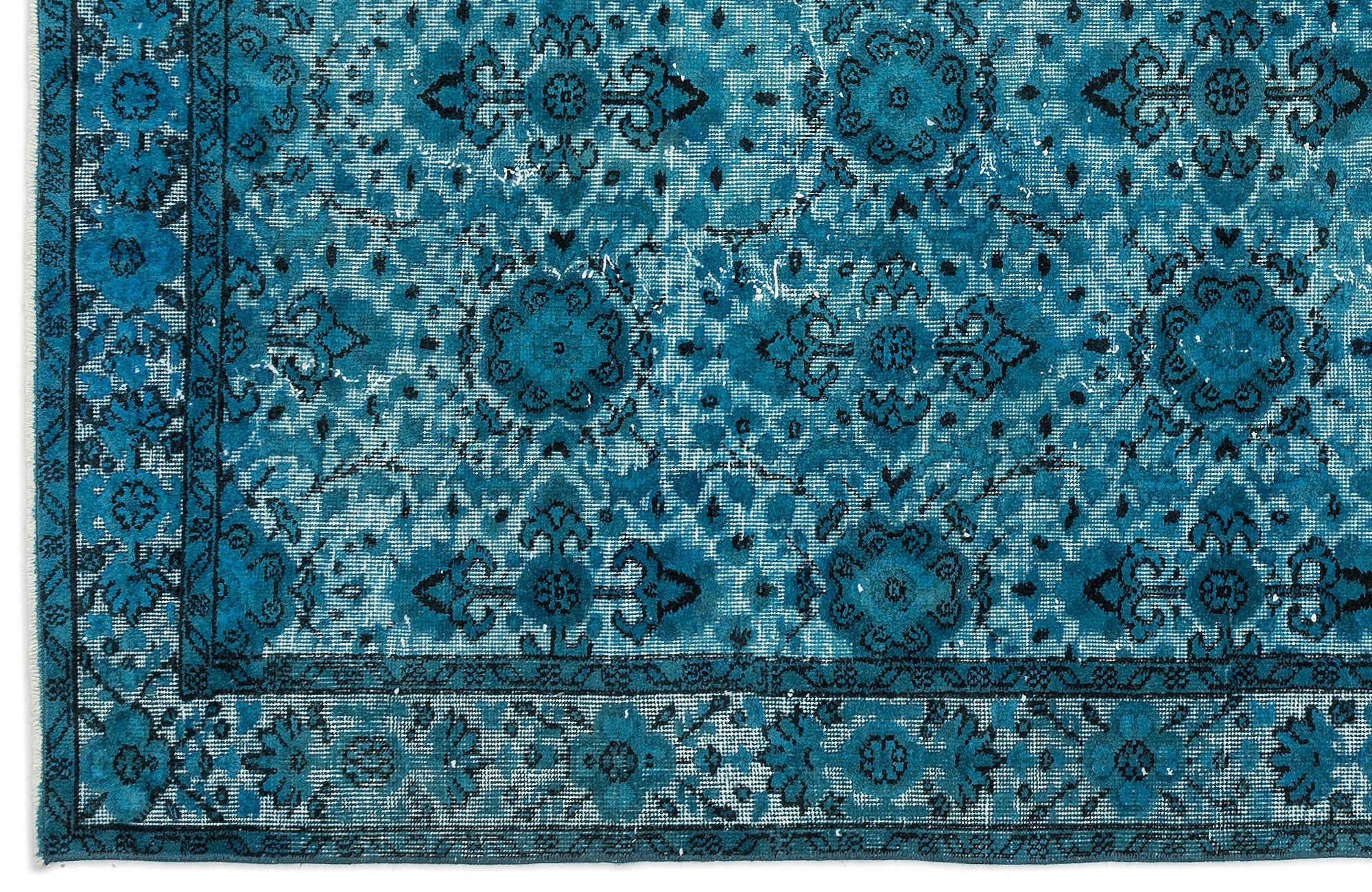 Turquoise Over Dyed Carved Rug 5'3'' x 8'6'' ft 160 x 259 cm