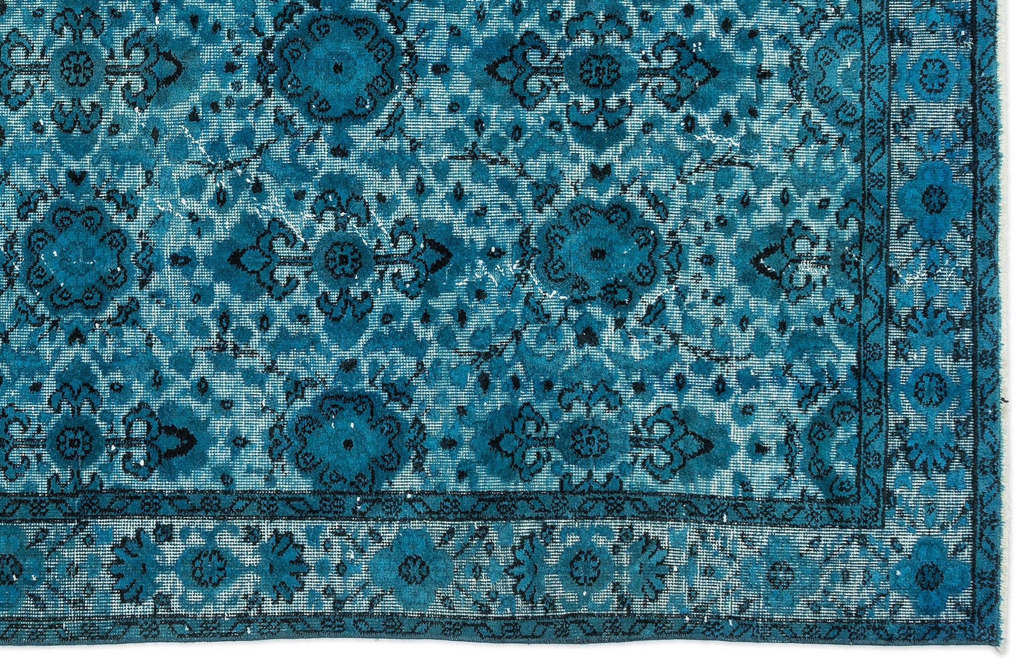 Turquoise Over Dyed Carved Rug 5'3'' x 8'6'' ft 160 x 259 cm
