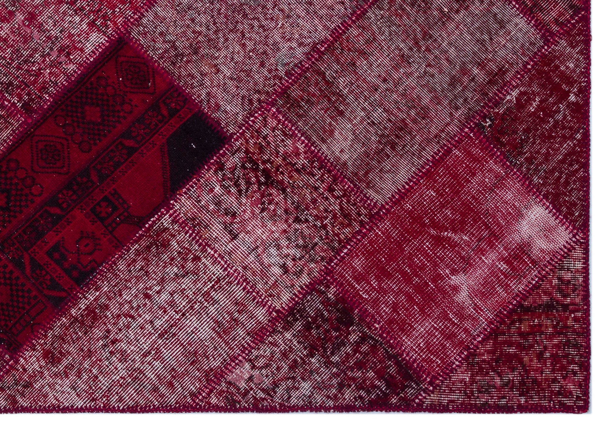 Red Over Dyed Patchwork Unique Rug 5'3'' x 7'7'' ft 160 x 230 cm