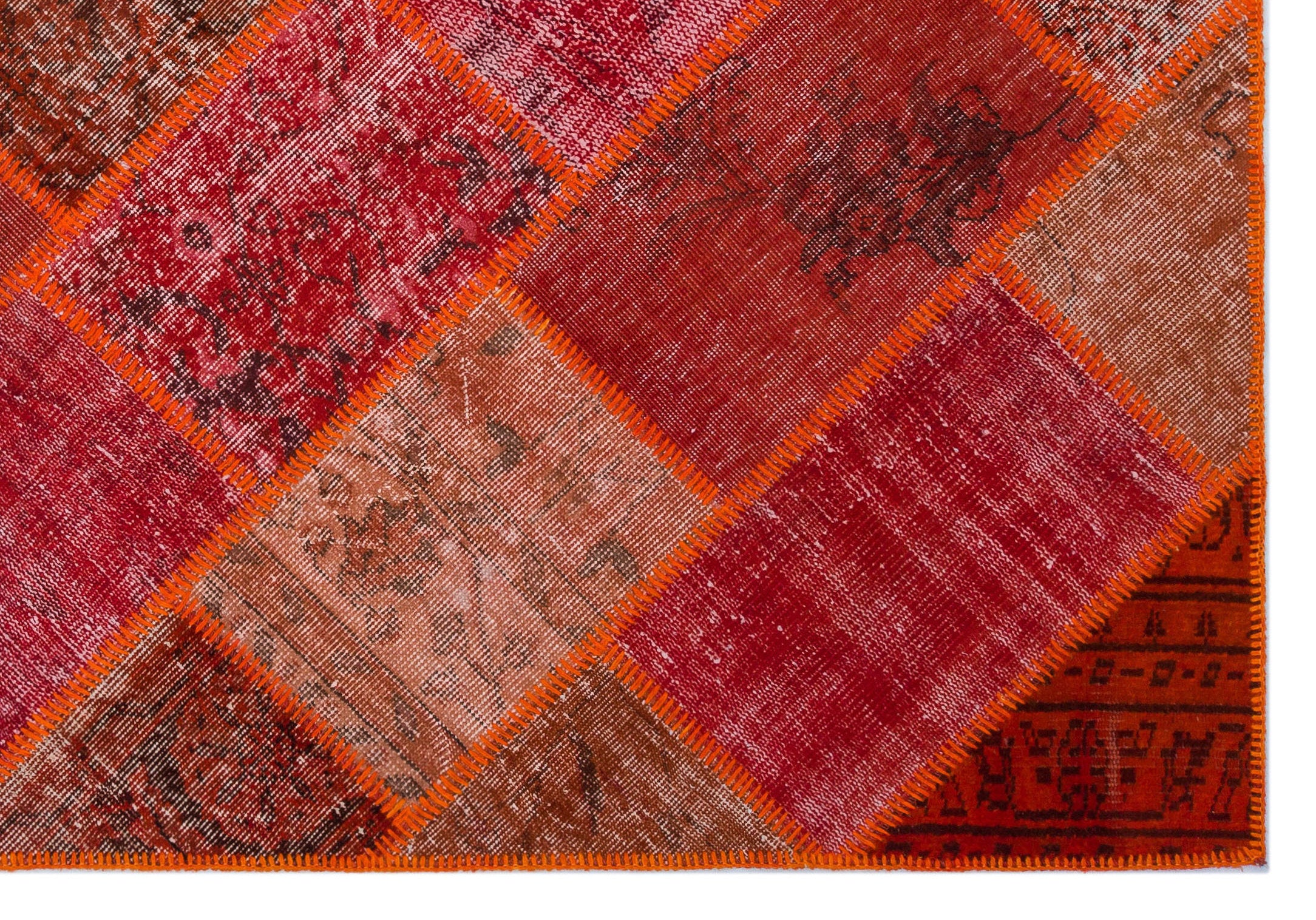 Red Over Dyed Patchwork Unique Rug 5'3'' x 7'7'' ft 160 x 230 cm