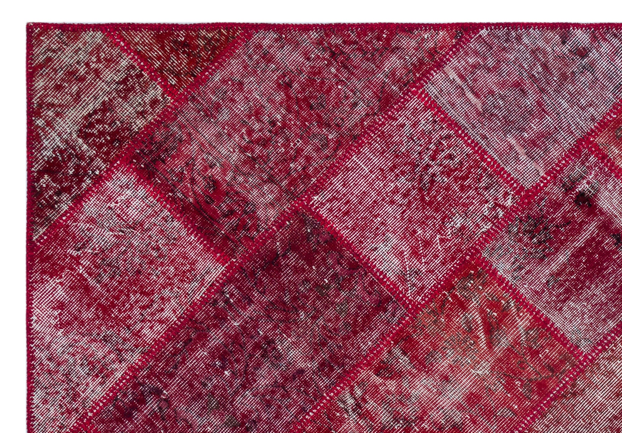 Red Over Dyed Patchwork Unique Rug 5'3'' x 7'7'' ft 160 x 230 cm