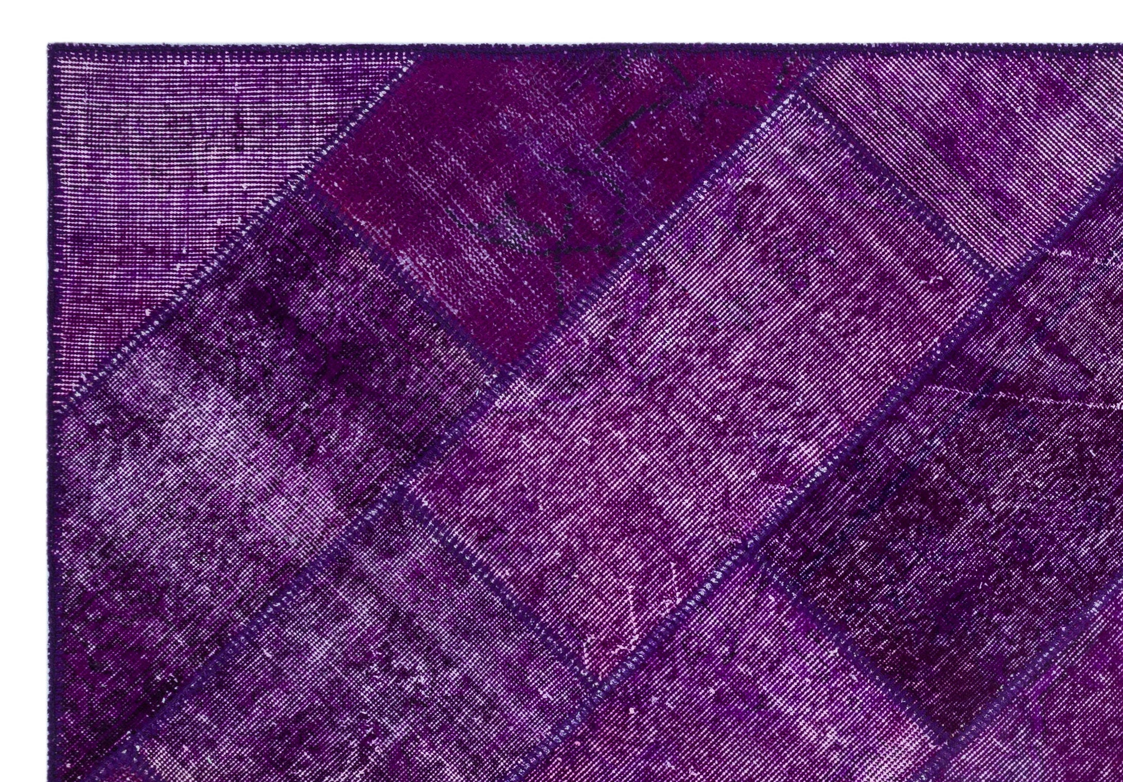 Purple Over Dyed Patchwork Unique Rug 5'3'' x 7'7'' ft 160 x 230 cm