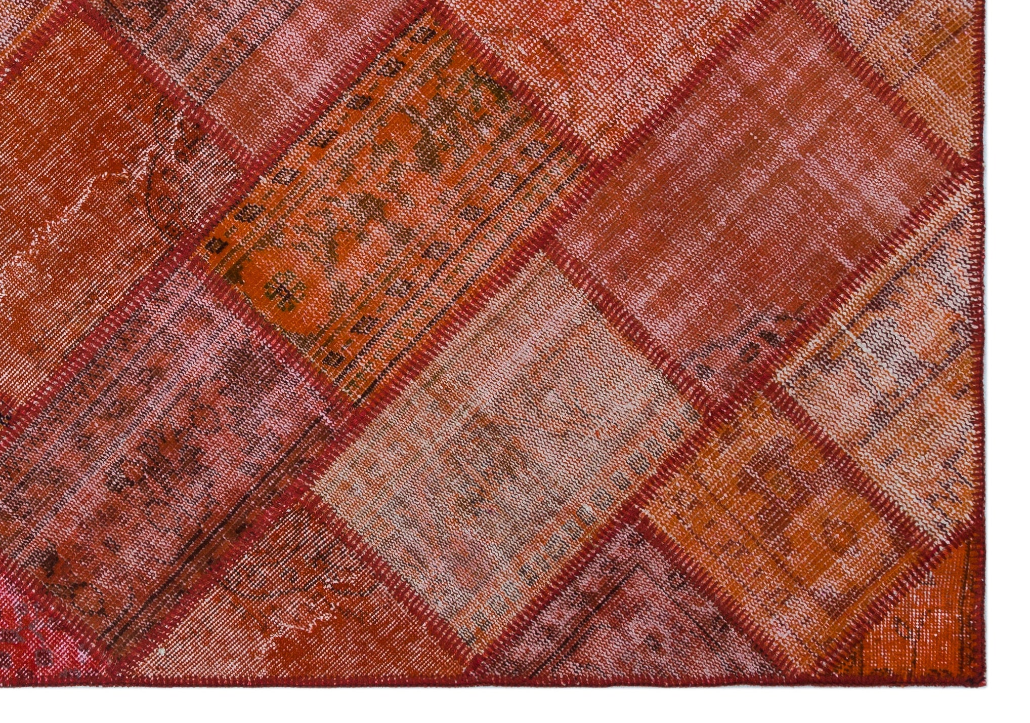 Red Over Dyed Patchwork Unique Rug 5'3'' x 7'7'' ft 160 x 230 cm