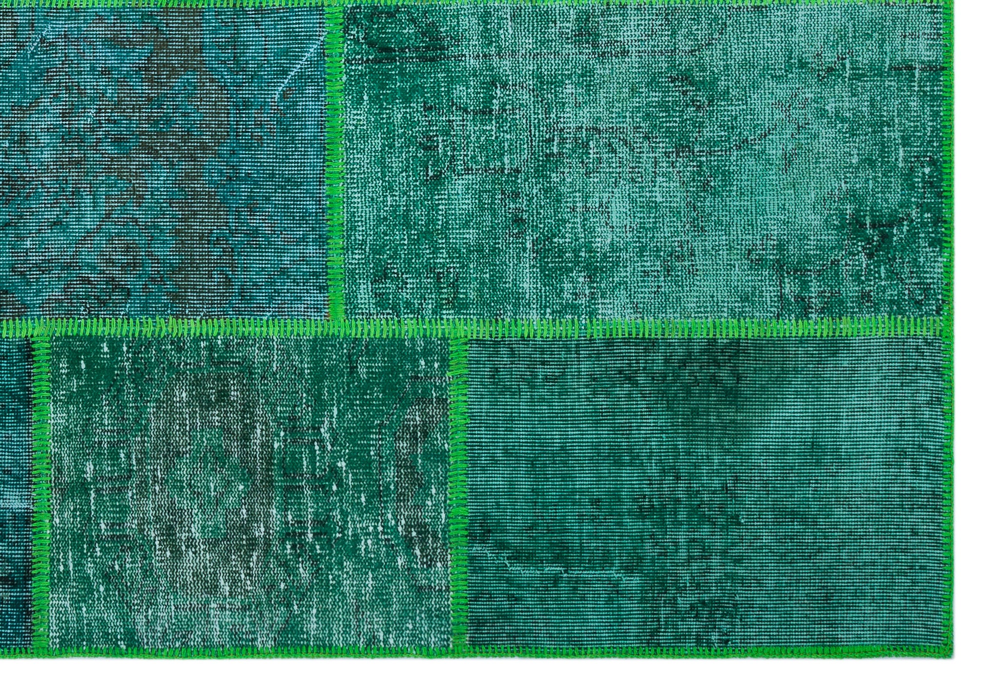 Green Over Dyed Patchwork Unique Rug 5'3'' x 7'7'' ft 160 x 230 cm