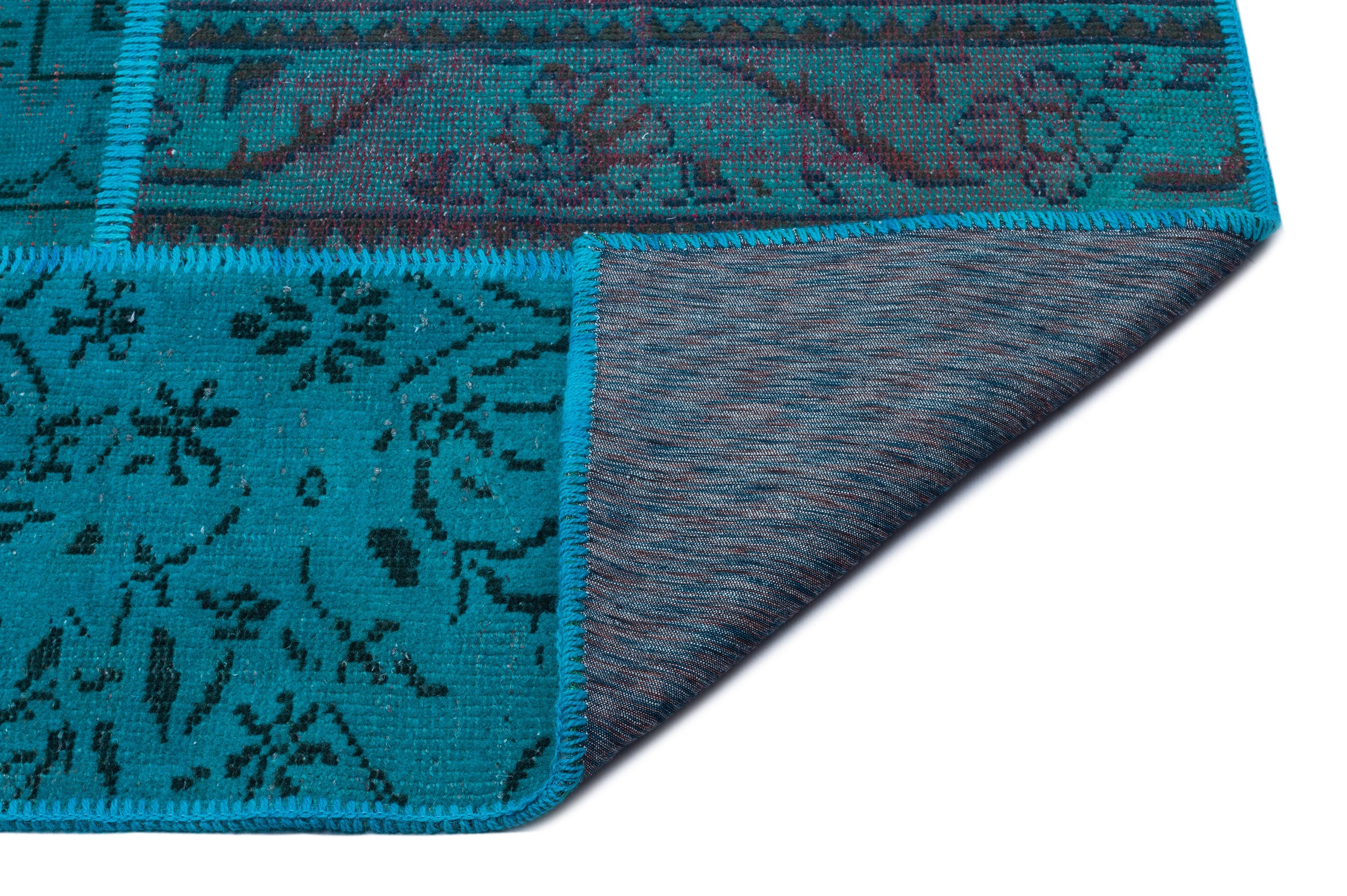 Turquoise Over Dyed Patchwork Unique Rug 5'3'' x 7'7'' ft 160 x 230 cm