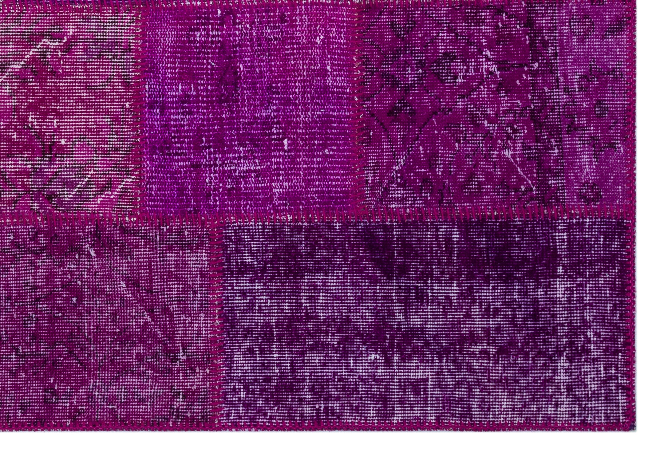 Fuchsia Over Dyed Patchwork Unique Rug 3'11'' x 5'11'' ft 120 x 180 cm