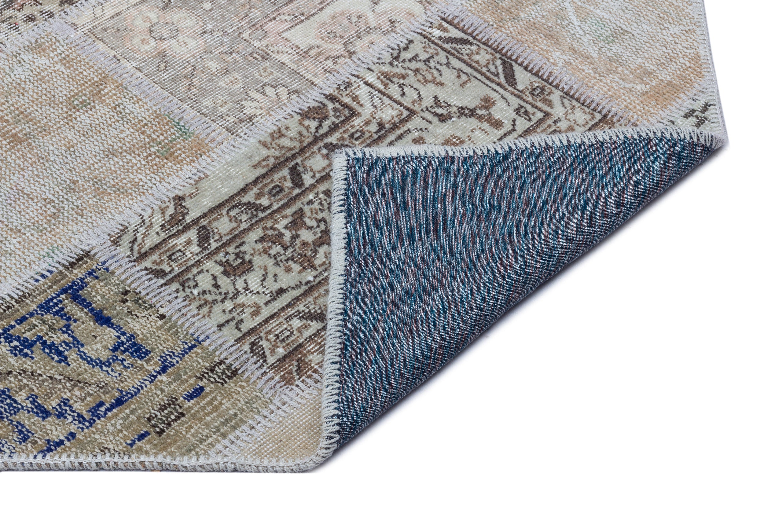 Beige Over Dyed Patchwork Unique Rug 3'11'' x 5'11'' ft 120 x 180 cm