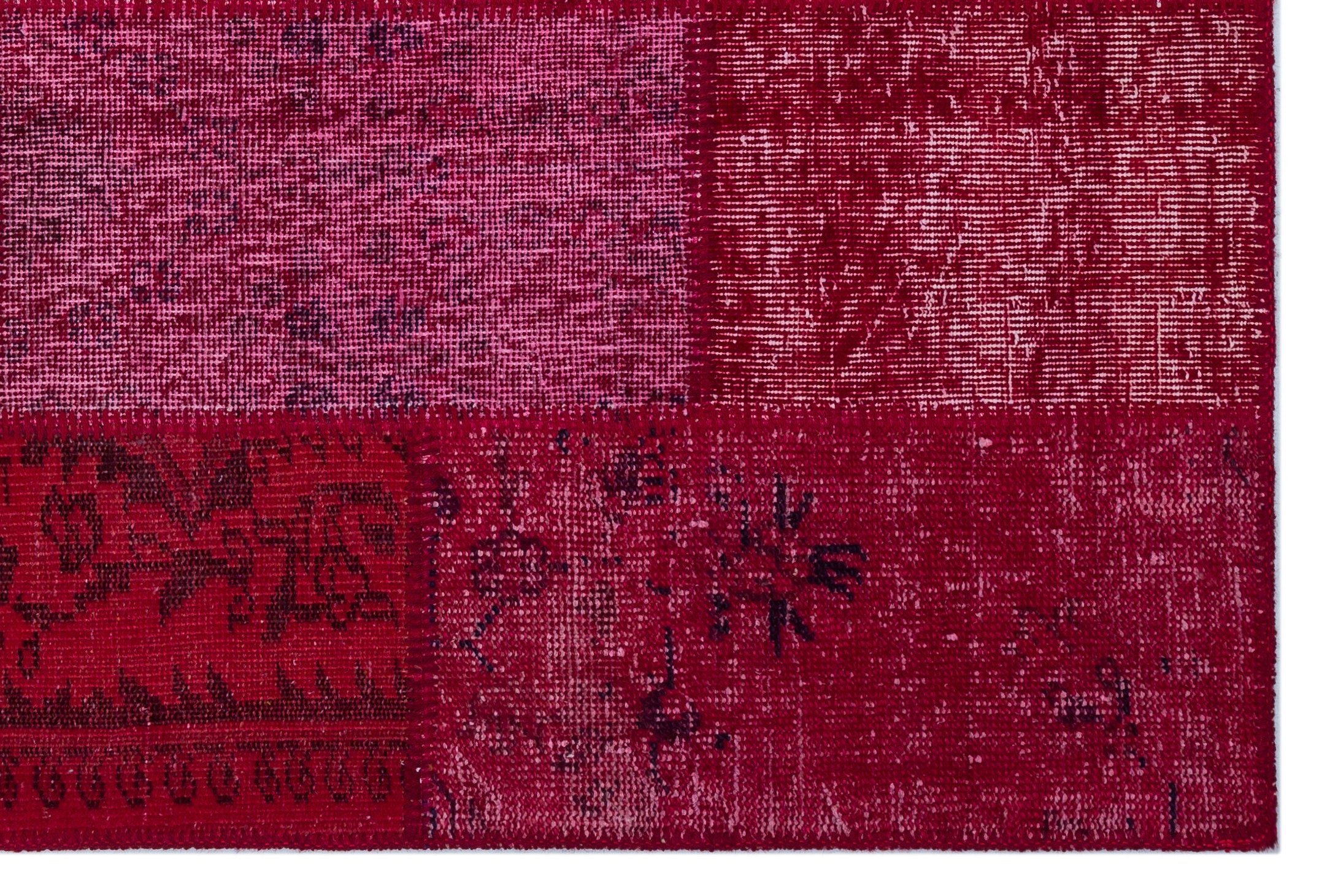 Red Over Dyed Patchwork Unique Rug 3'11'' x 5'11'' ft 120 x 180 cm
