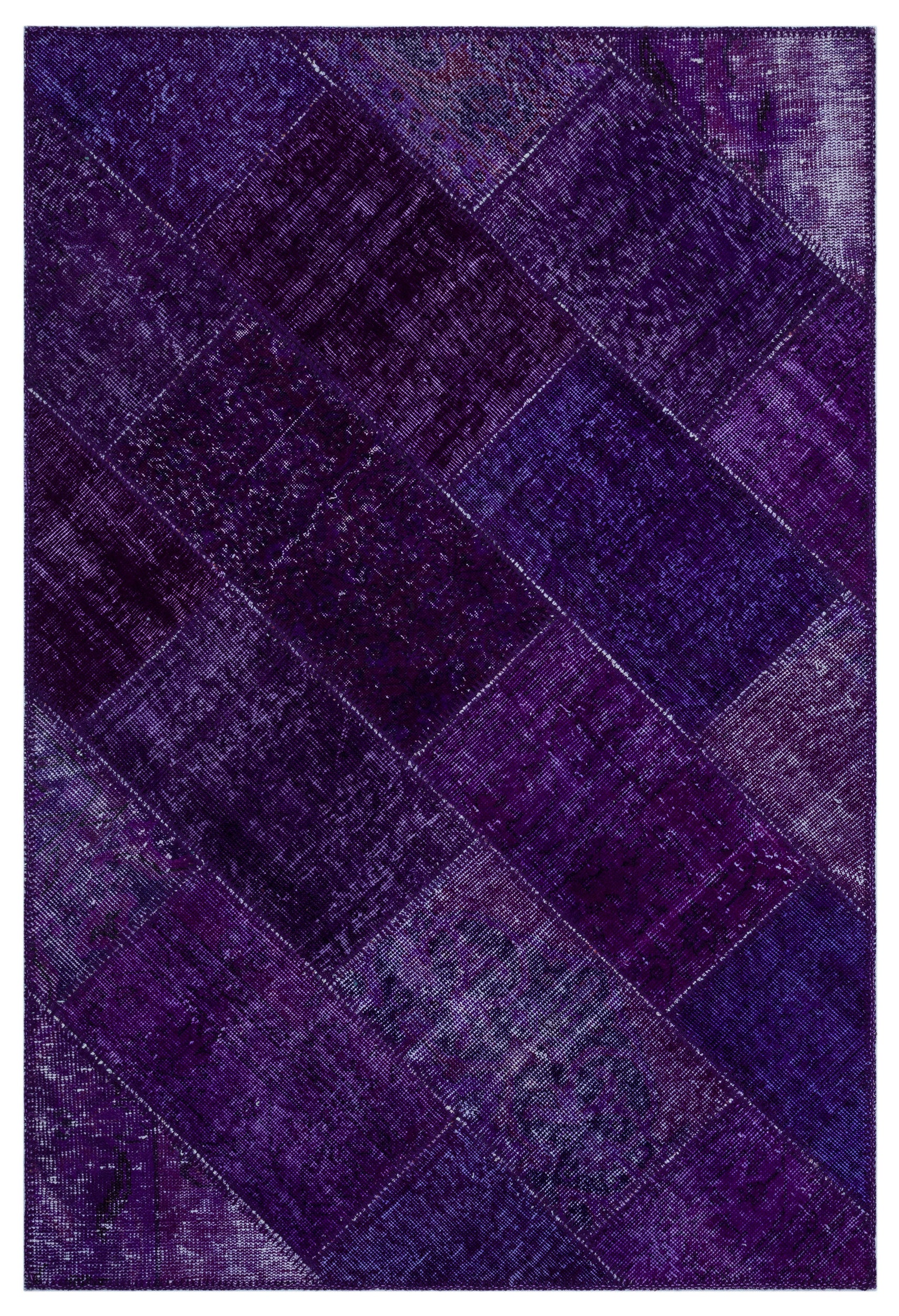 Purple Over Dyed Patchwork Unique Rug 3'11'' x 5'11'' ft 120 x 180 cm