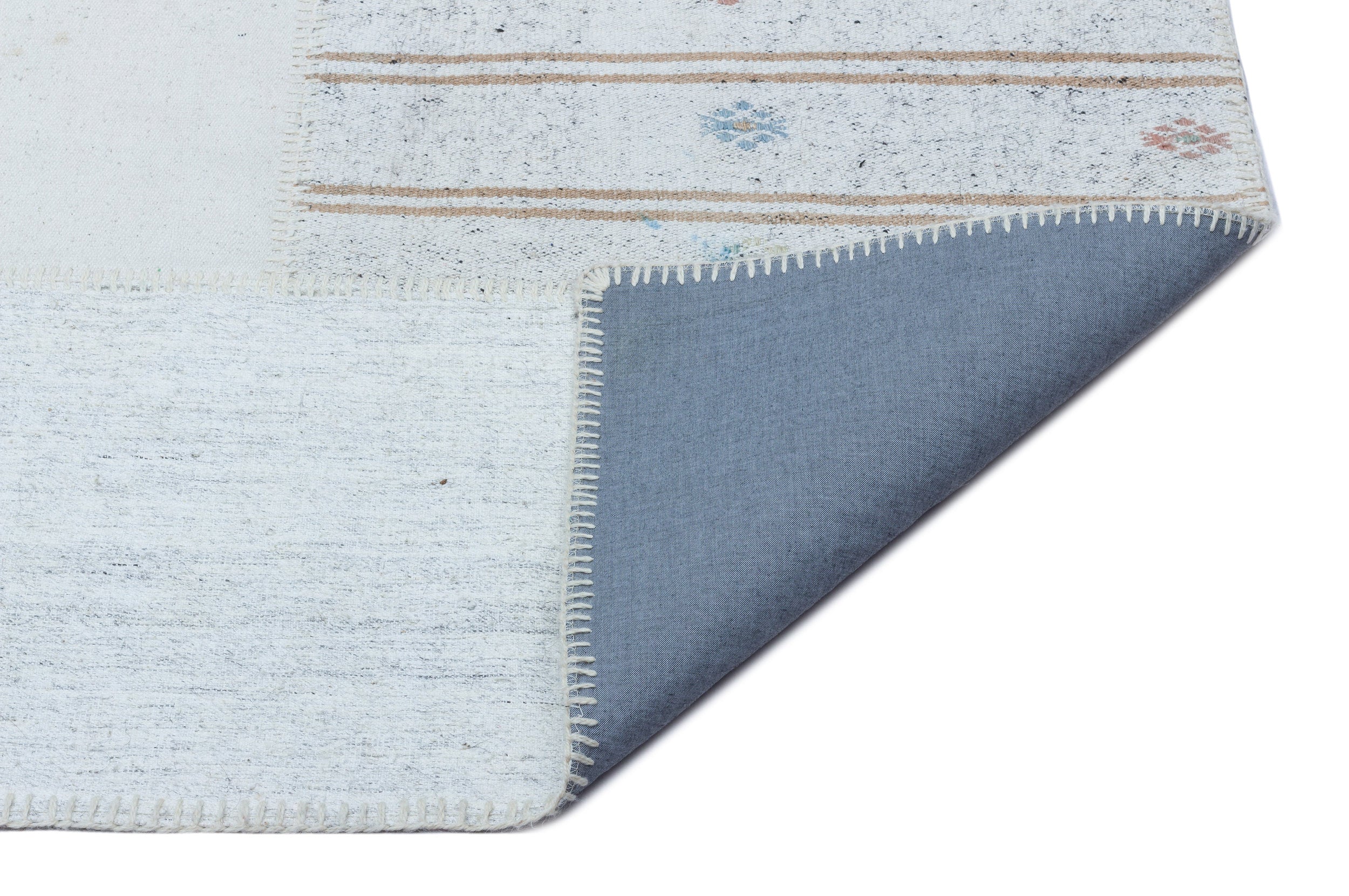 Striped Over Dyed Kilim Patchwork Unique Rug 5'3'' x 7'3'' ft 161 x 222 cm