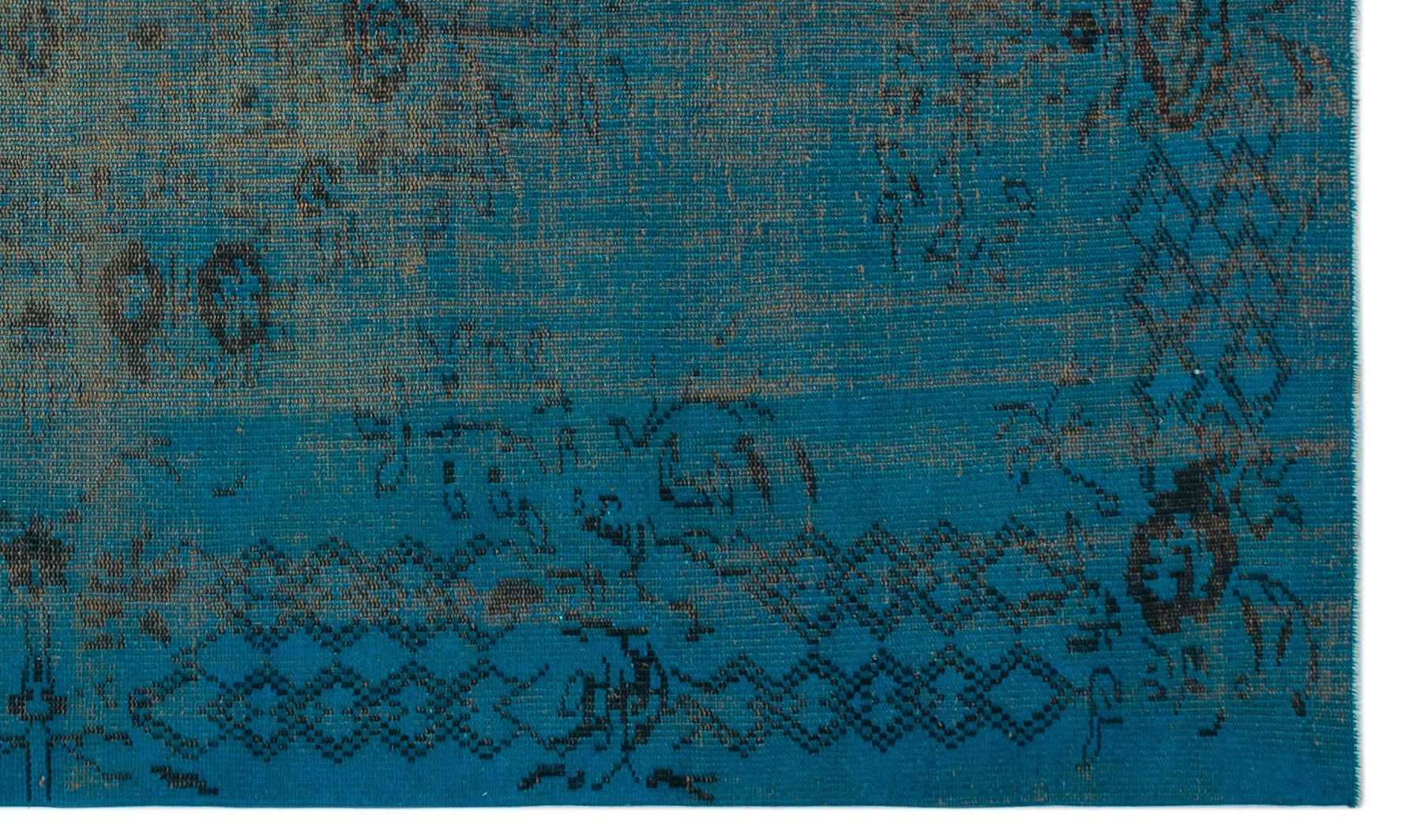Turquoise Over Dyed Vintage Rug 4'11'' x 8'2'' ft 150 x 249 cm