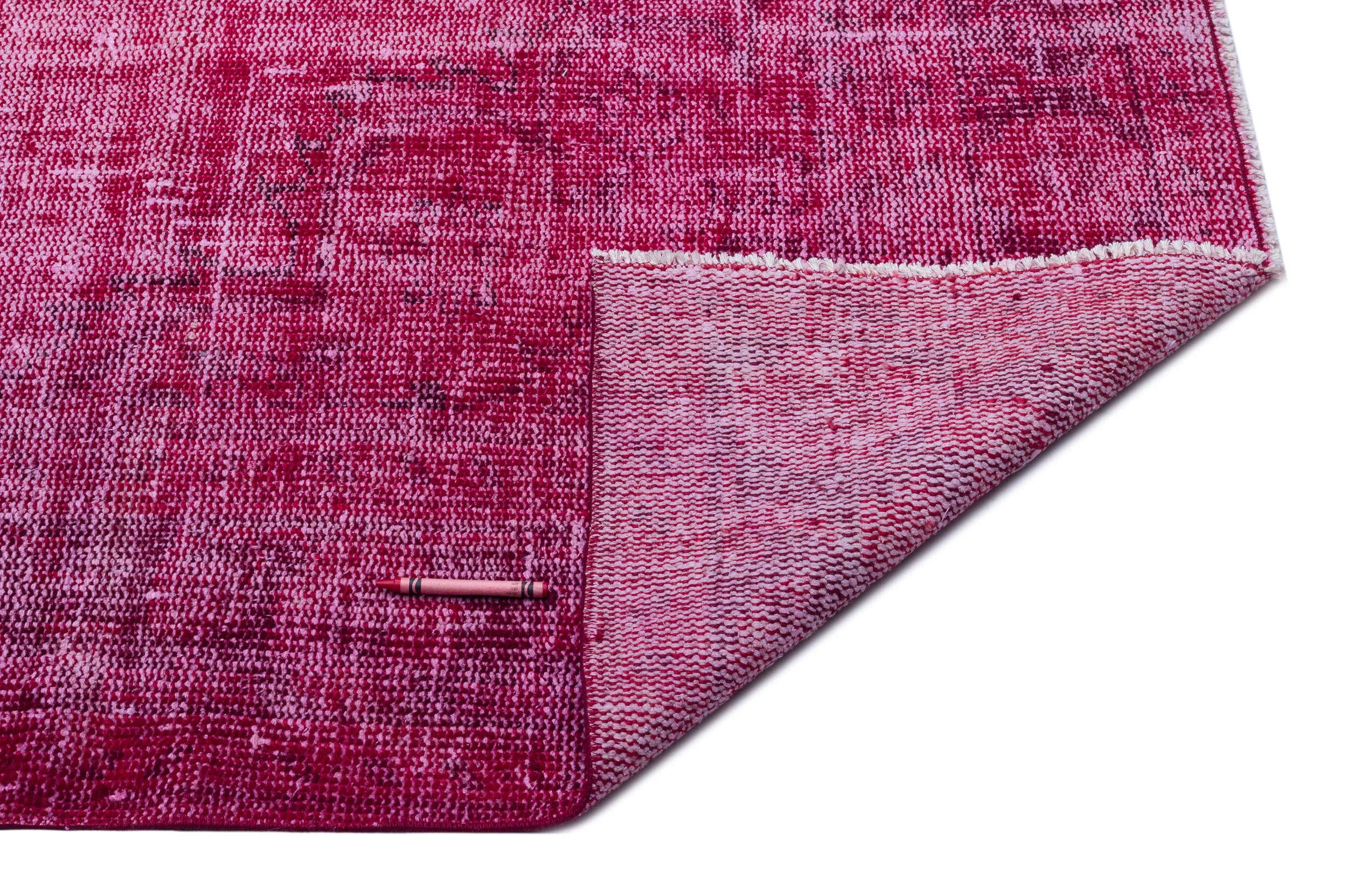 Fuchsia Over Dyed Vintage Rug 5'8'' x 9'2'' ft 172 x 280 cm