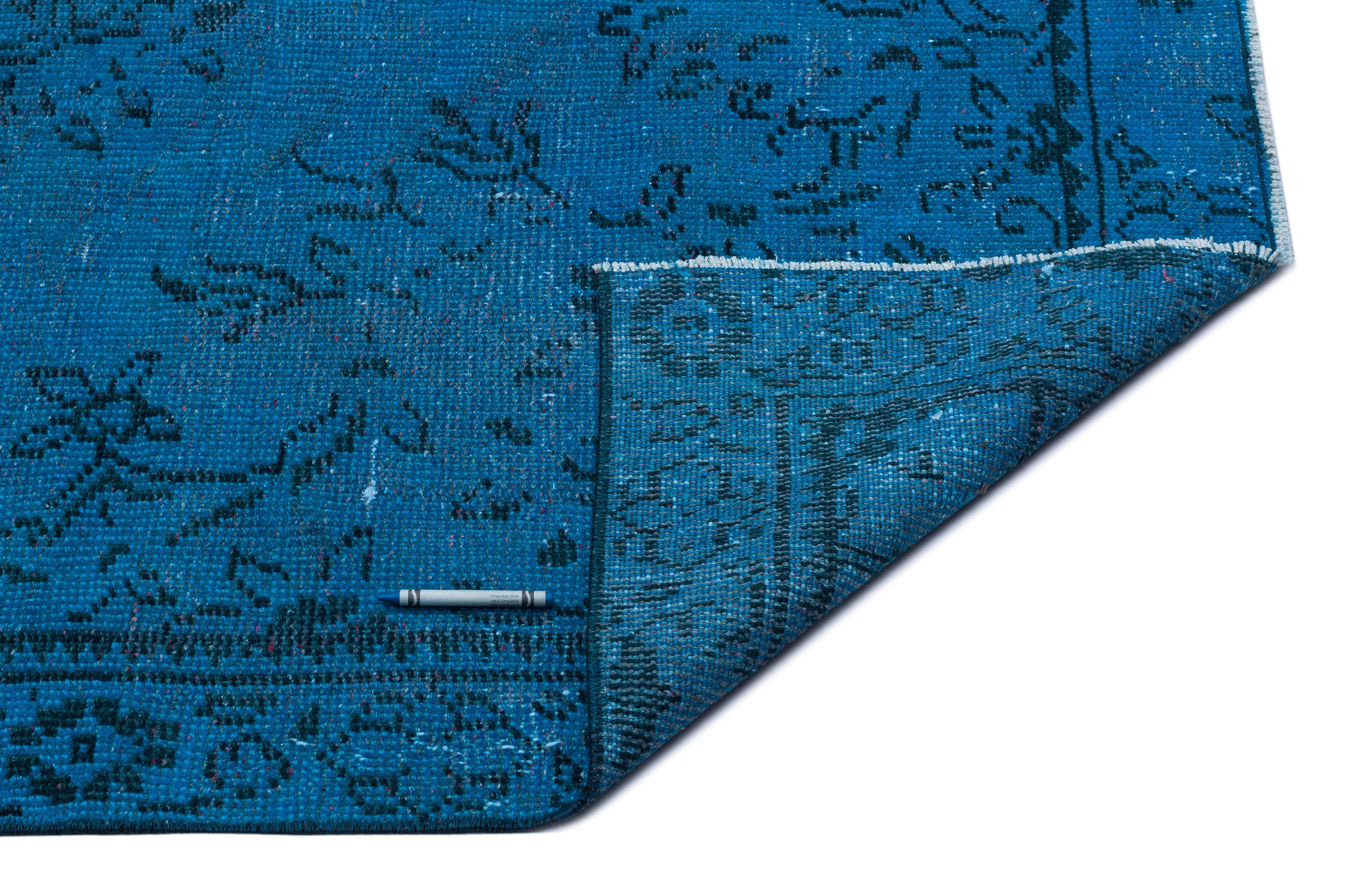 Turquoise Over Dyed Vintage Rug 4'10'' x 8'7'' ft 148 x 262 cm