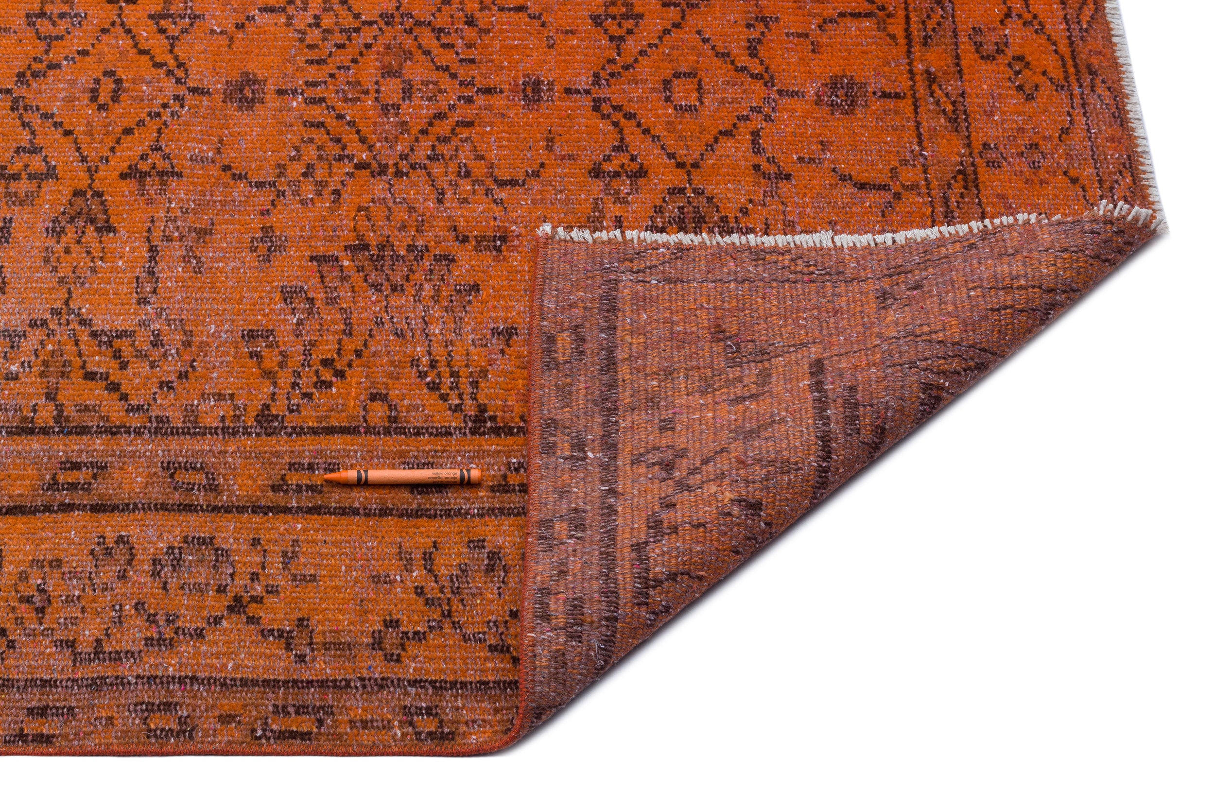 Brown Over Dyed Vintage Rug 5'5'' x 8'9'' ft 165 x 266 cm
