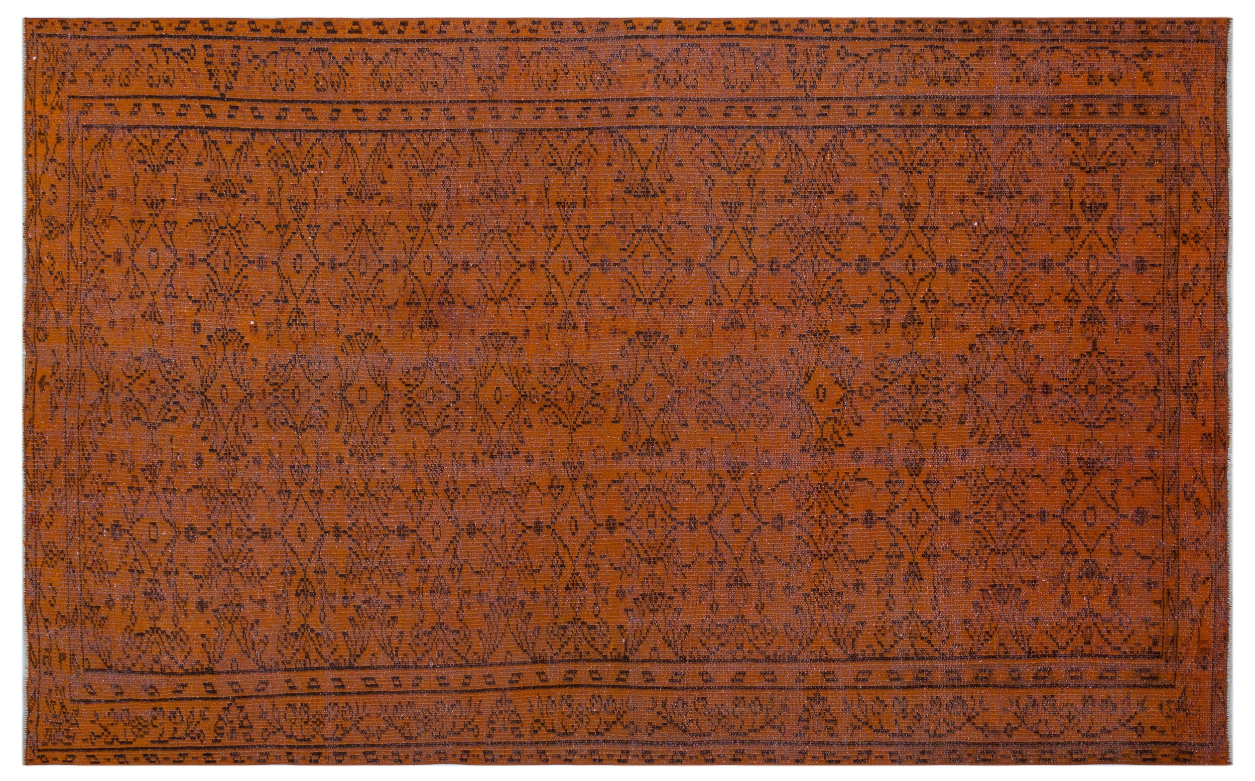 Brown Over Dyed Vintage Rug 5'5'' x 8'9'' ft 165 x 266 cm