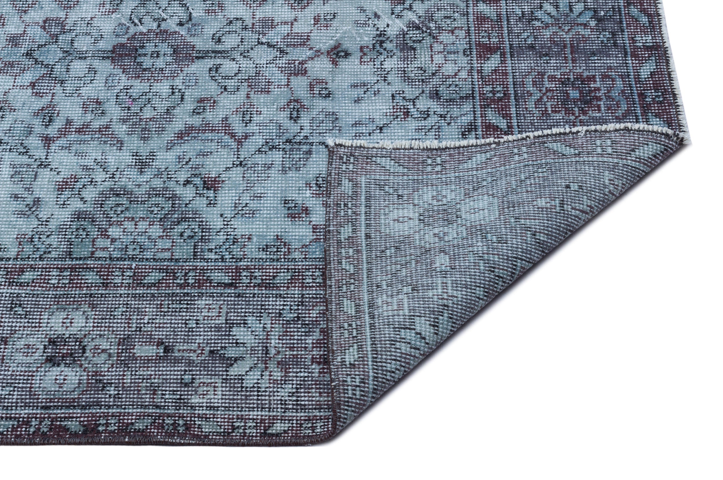 Blue Over Dyed Vintage Rug 5'7'' x 9'6'' ft 170 x 290 cm