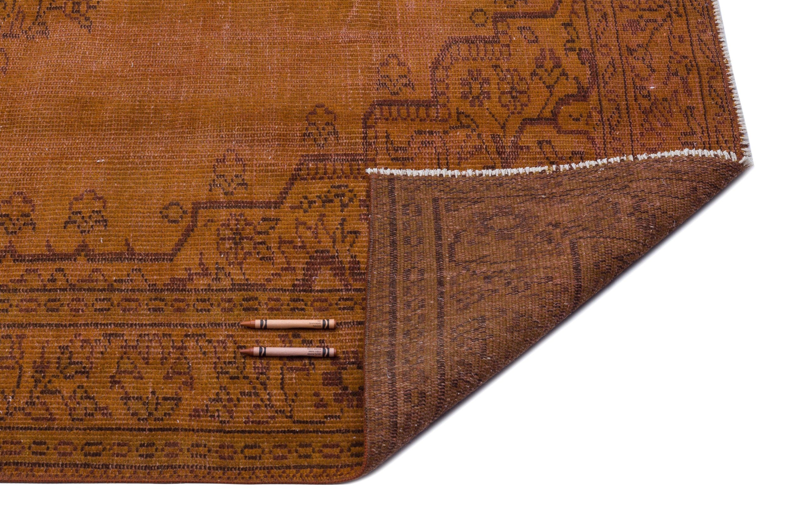 Brown Over Dyed Vintage Rug 5'5'' x 8'5'' ft 165 x 257 cm