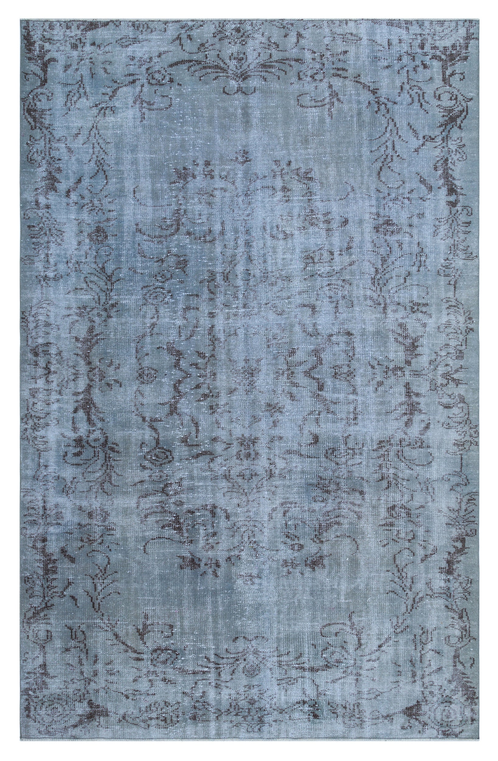 Blue Over Dyed Vintage Rug 5'10'' x 9'4'' ft 178 x 285 cm