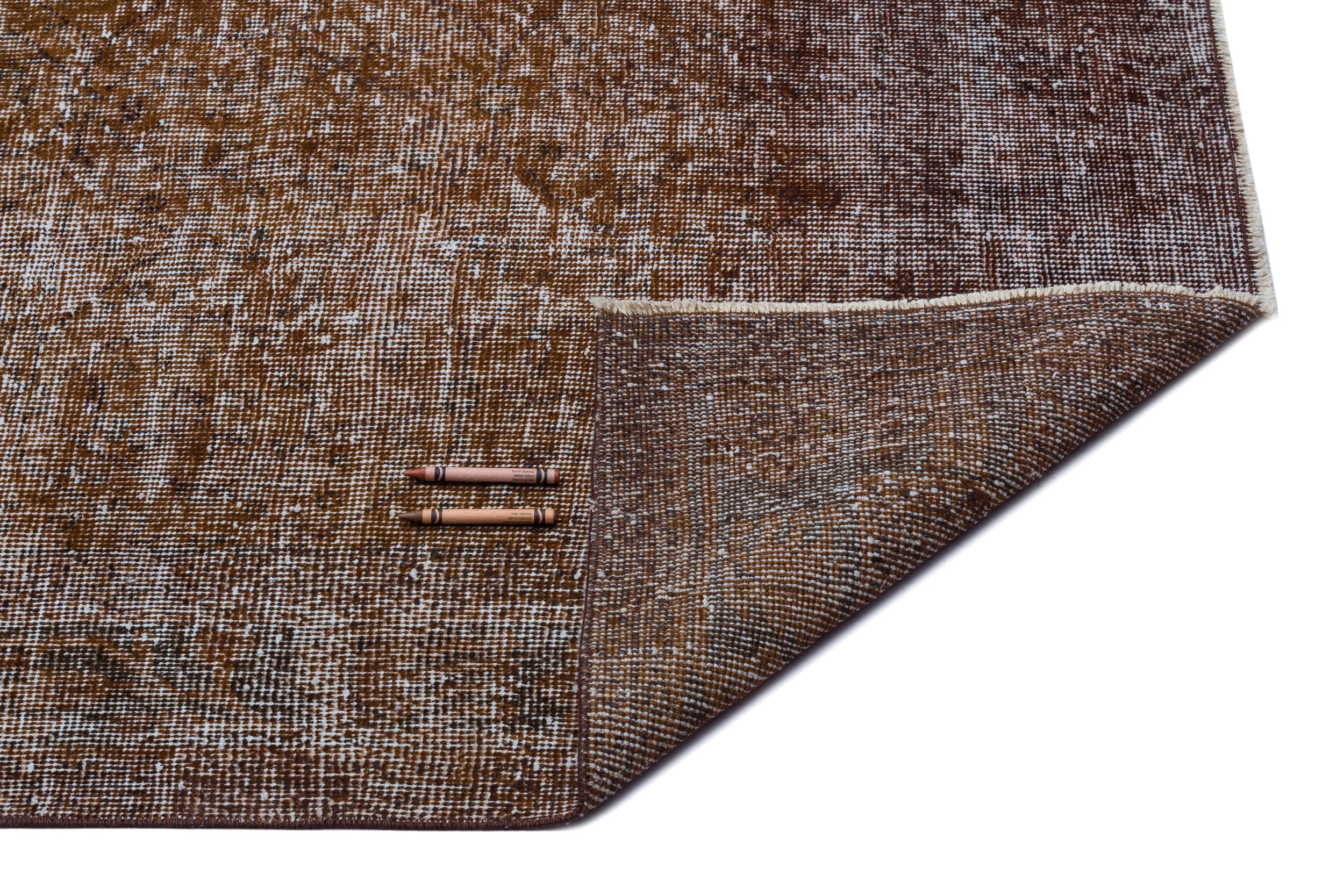 Brown Over Dyed Vintage Rug 7'1'' x 10'12'' ft 217 x 335 cm