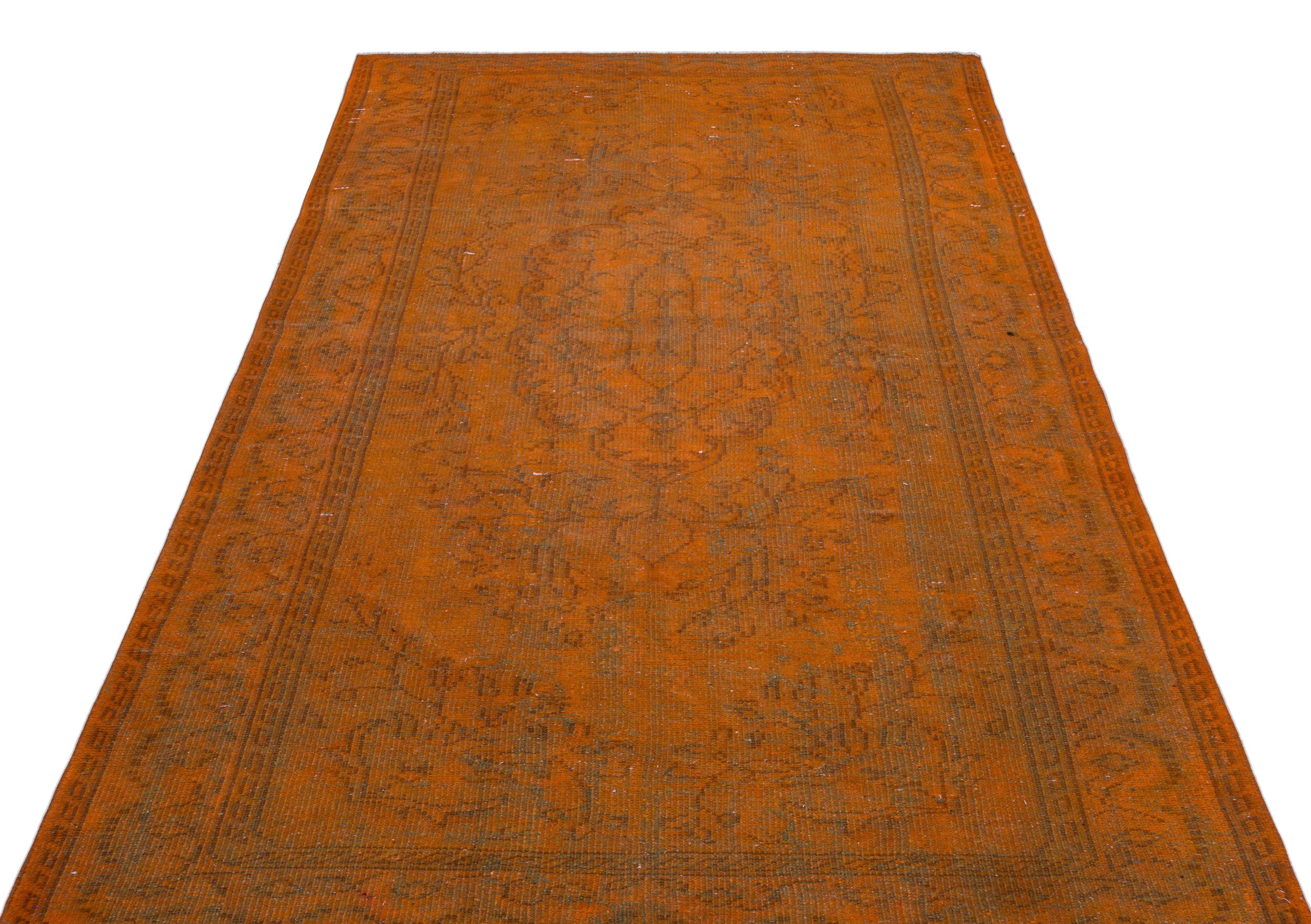 Orange Over Dyed Vintage Rug 5'1'' x 8'10'' ft 155 x 270 cm