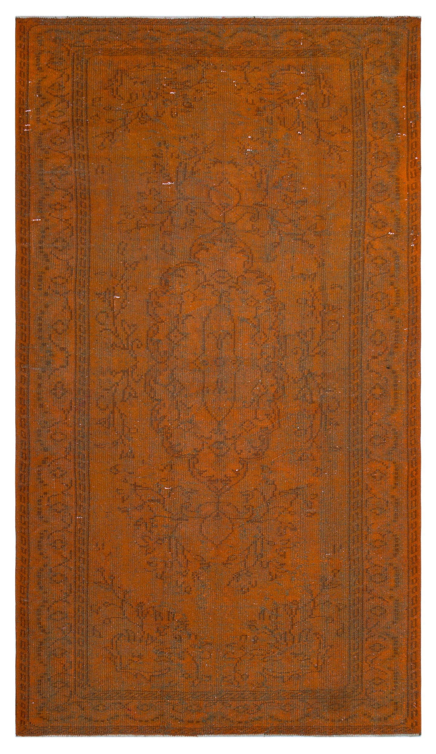 Orange Over Dyed Vintage Rug 5'1'' x 8'10'' ft 155 x 270 cm