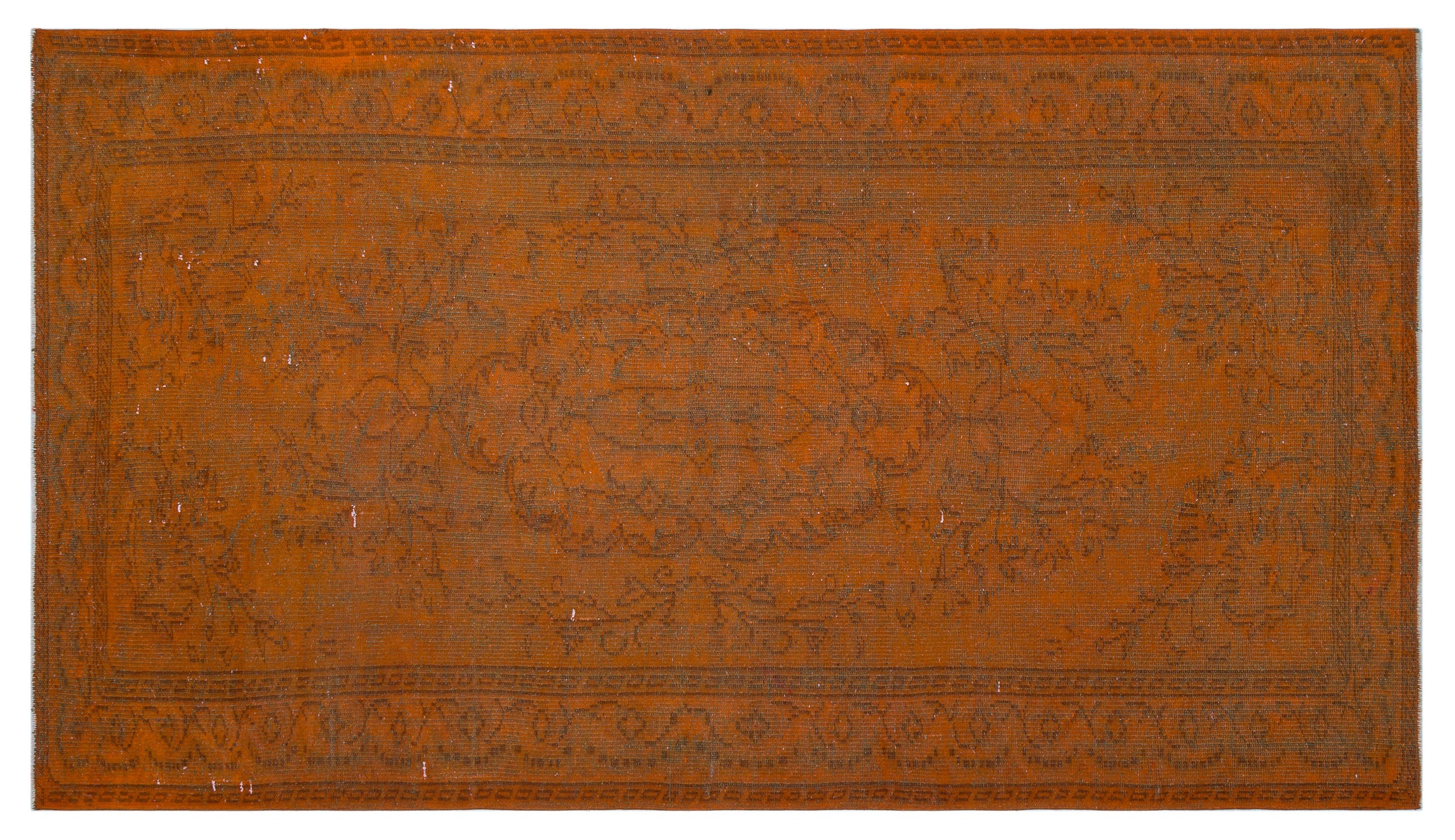 Orange Over Dyed Vintage Rug 5'1'' x 8'10'' ft 155 x 270 cm