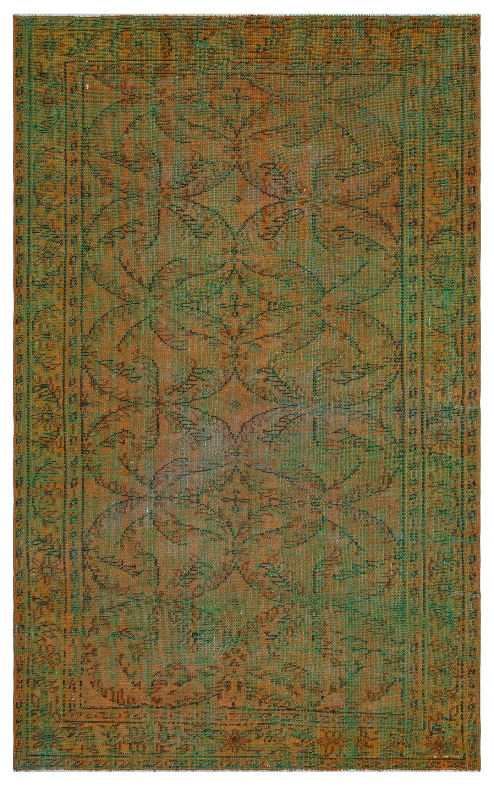 Green Over Dyed Vintage Rug 5'5'' x 8'6'' ft 166 x 258 cm