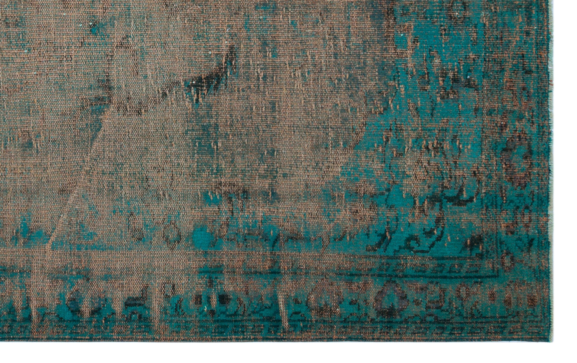 Turquoise Over Dyed Vintage Rug 5'6'' x 8'9'' ft 168 x 266 cm