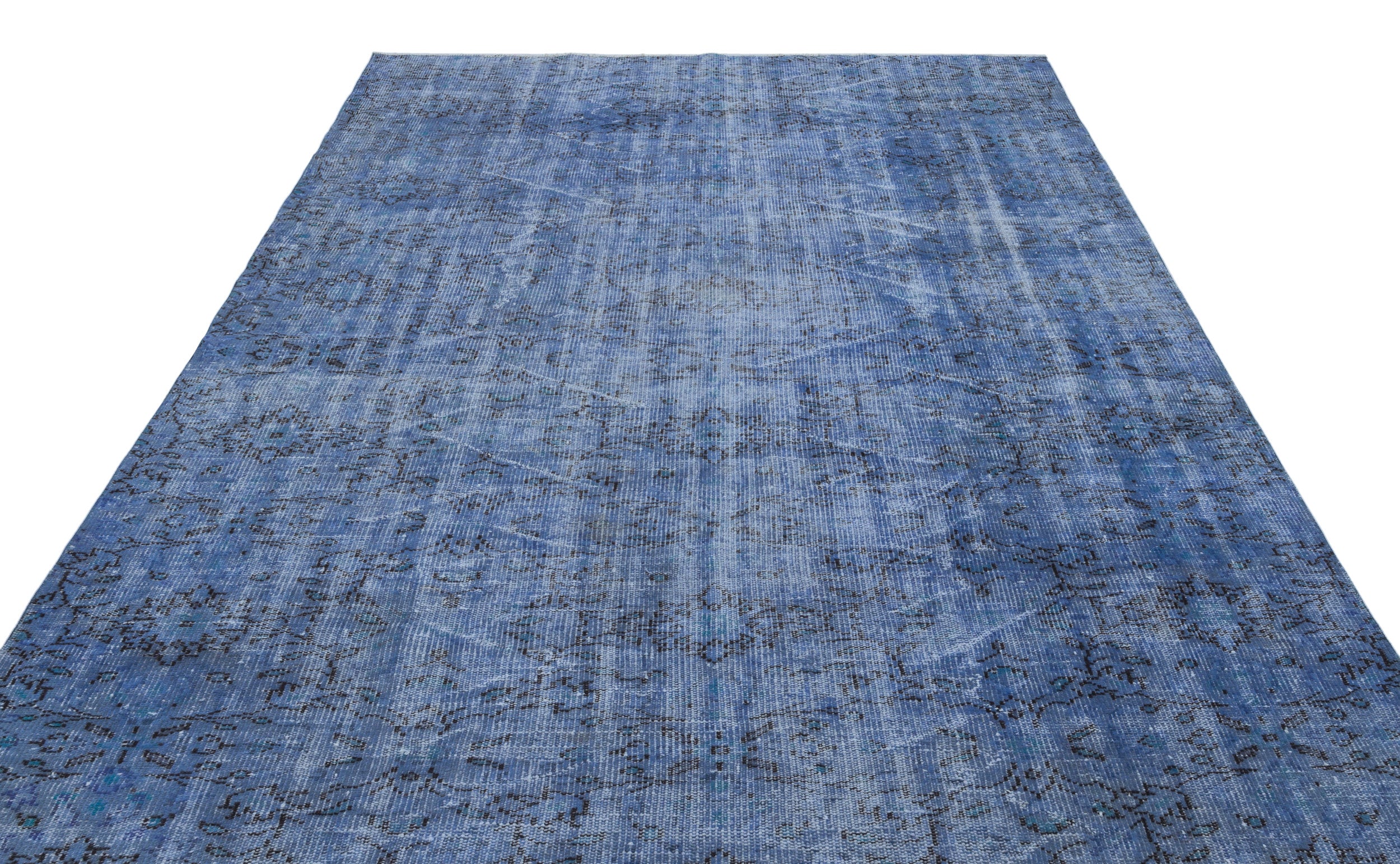 Blue Over Dyed Vintage Rug 7'3'' x 10'4'' ft 221 x 315 cm