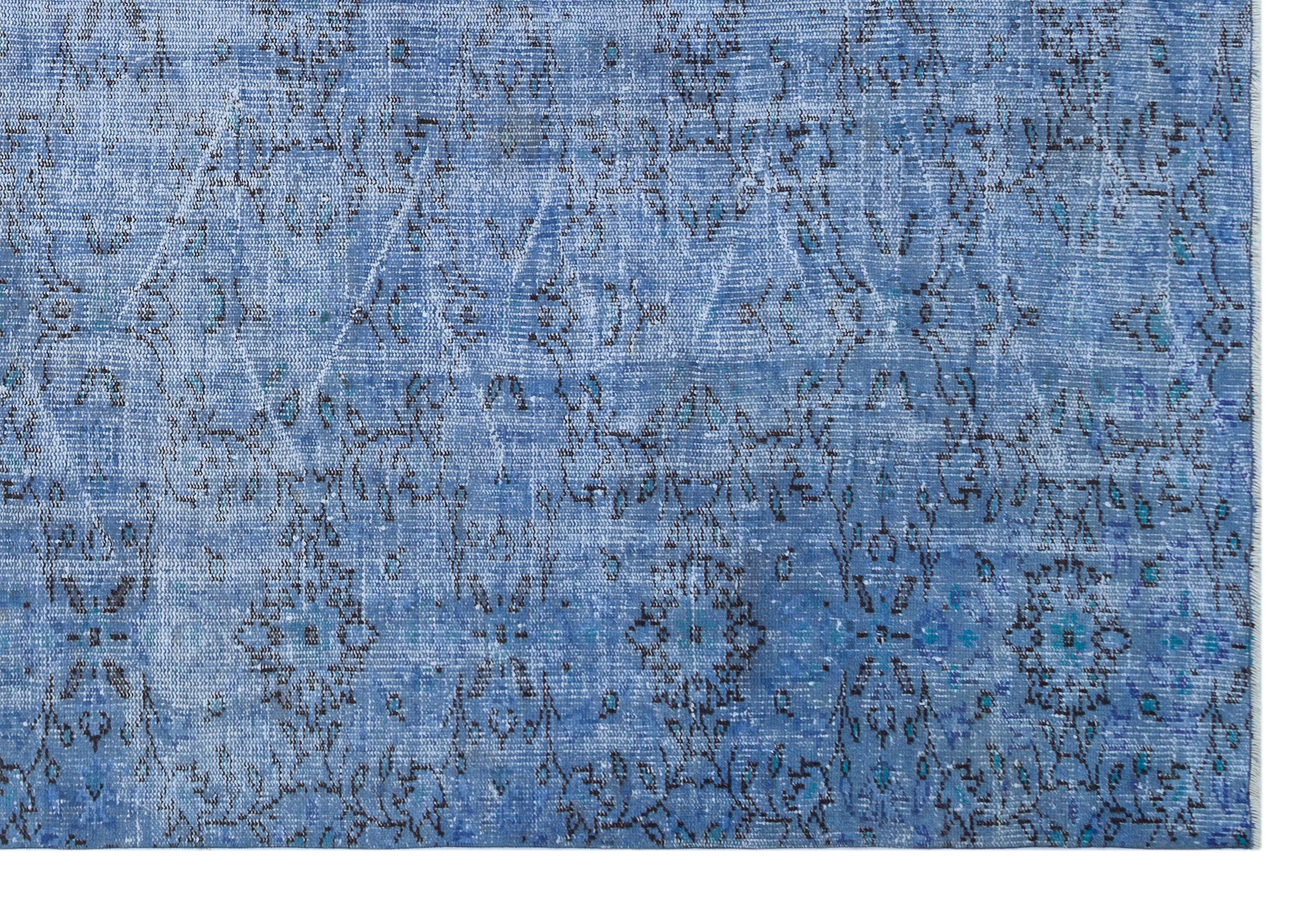 Blue Over Dyed Vintage Rug 7'3'' x 10'4'' ft 221 x 315 cm