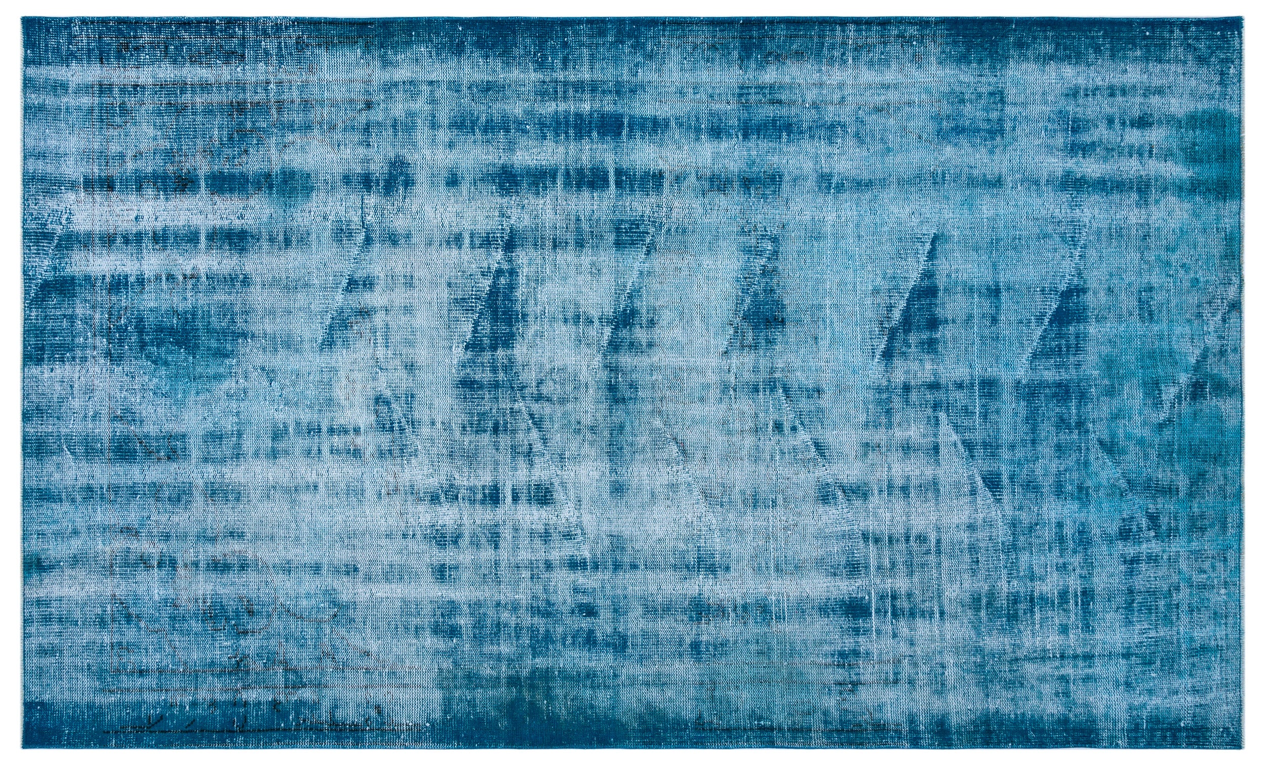 Turquoise Over Dyed Vintage Rug 5'3'' x 8'9'' ft 161 x 266 cm