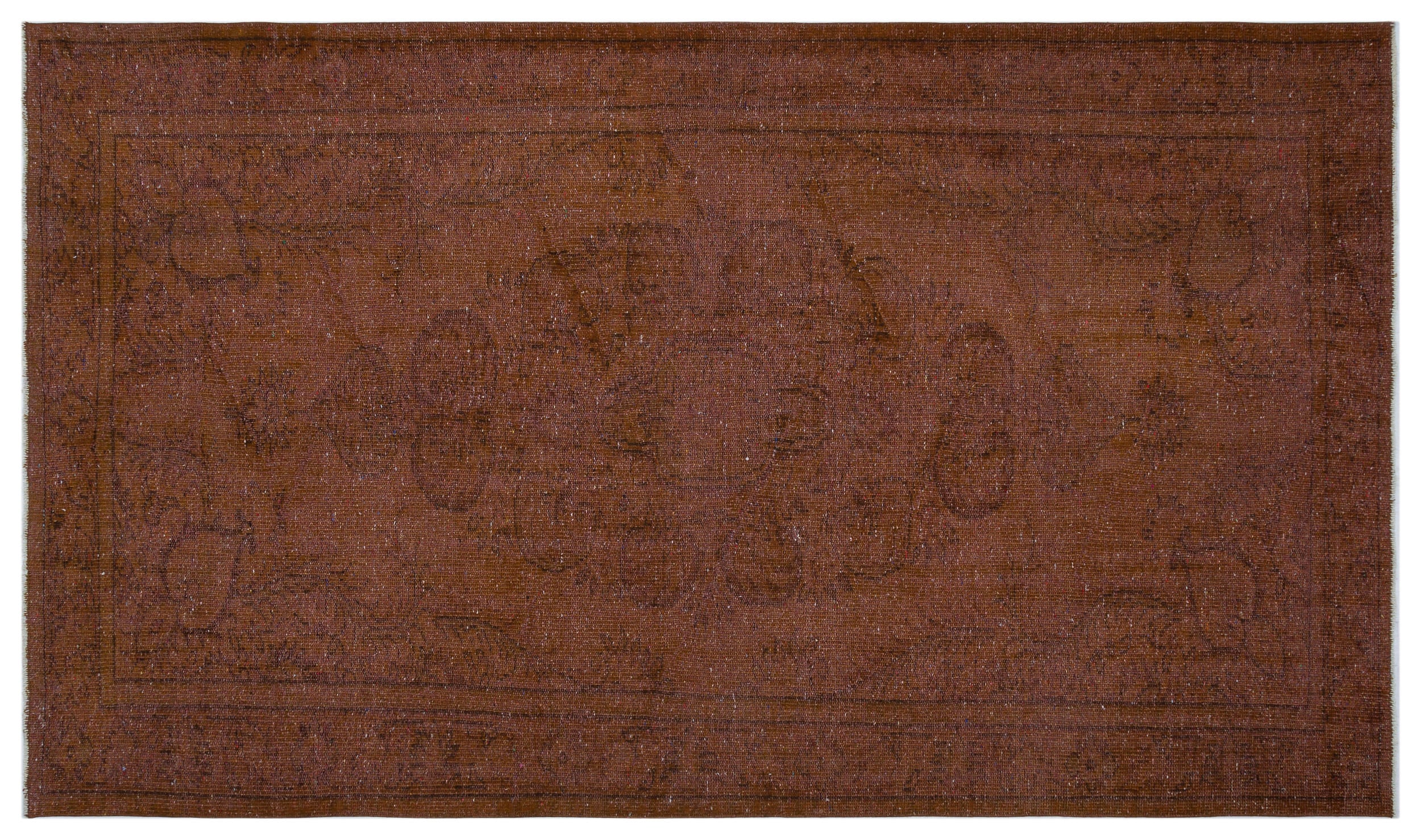 Brown Over Dyed Vintage Rug 5'5'' x 9'3'' ft 164 x 282 cm