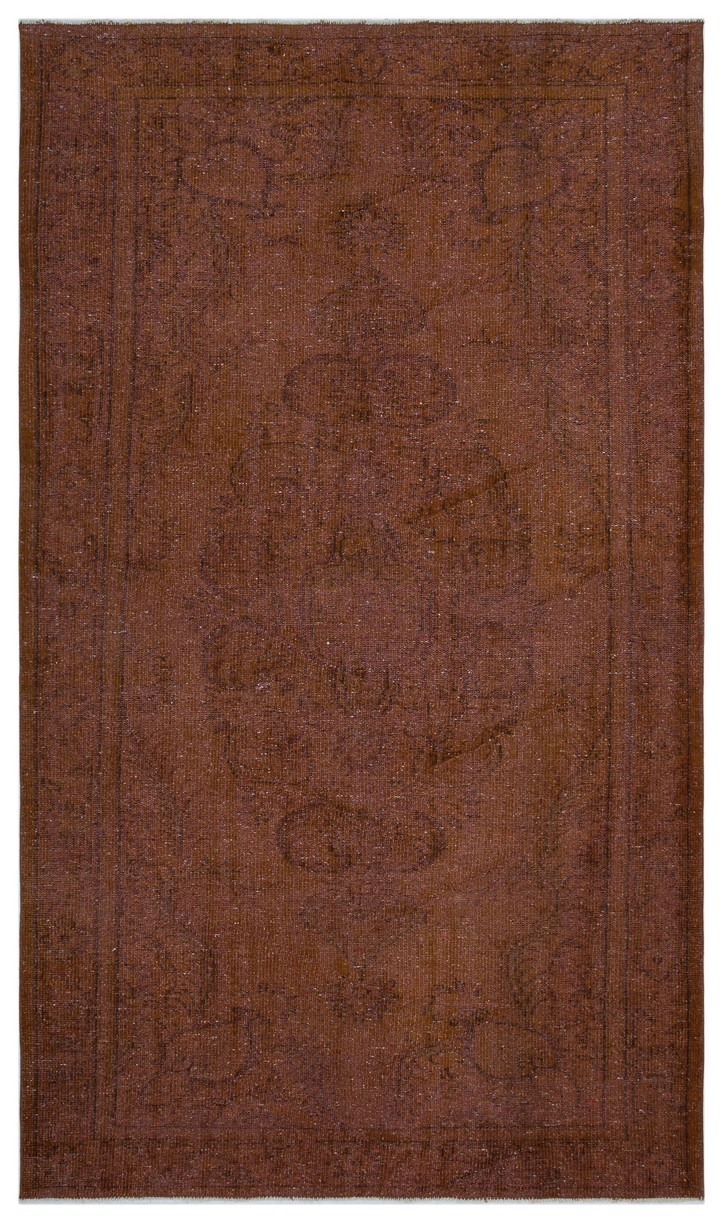 Brown Over Dyed Vintage Rug 5'5'' x 9'3'' ft 164 x 282 cm