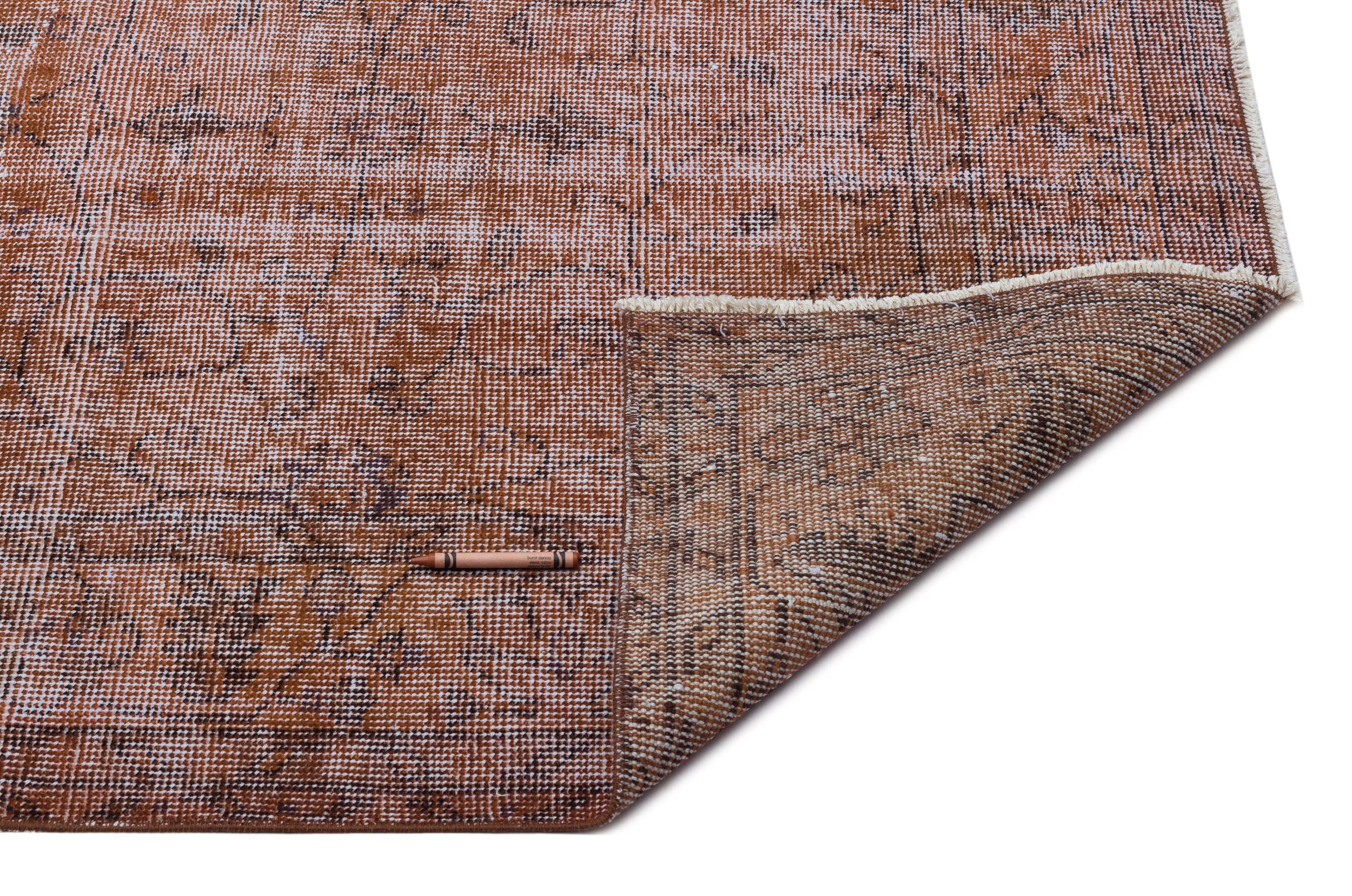 Brown Over Dyed Vintage Rug 5'8'' x 9'4'' ft 173 x 285 cm