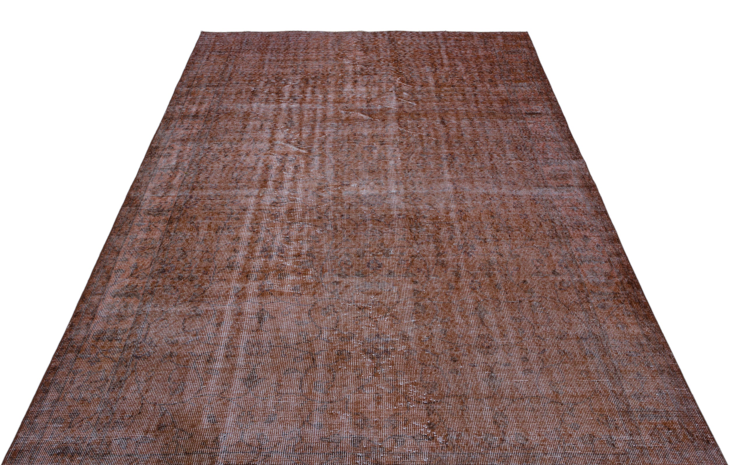 Brown Over Dyed Vintage Rug 5'8'' x 9'4'' ft 173 x 285 cm