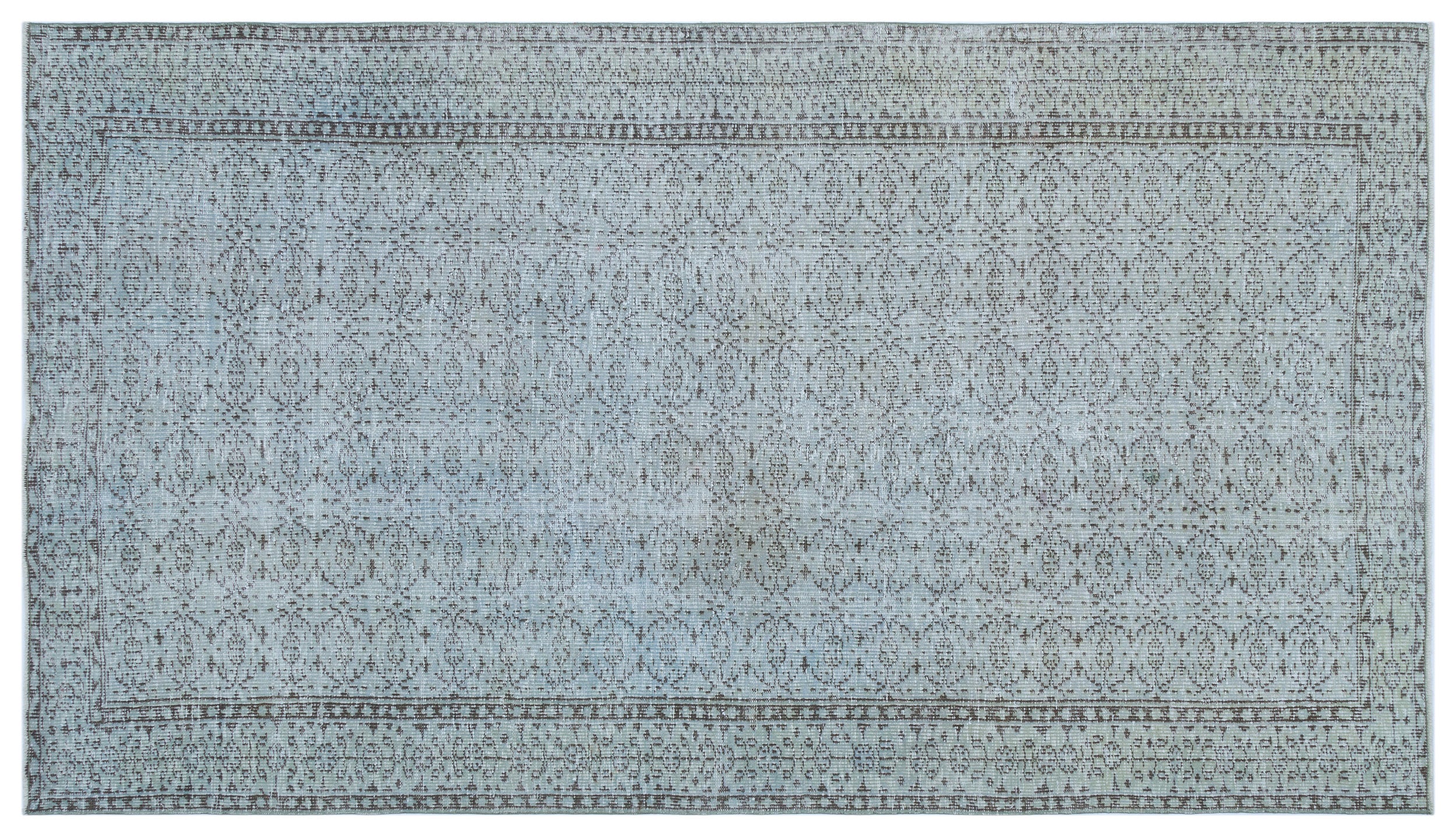 Blue Over Dyed Vintage Rug 5'2'' x 9'2'' ft 158 x 280 cm
