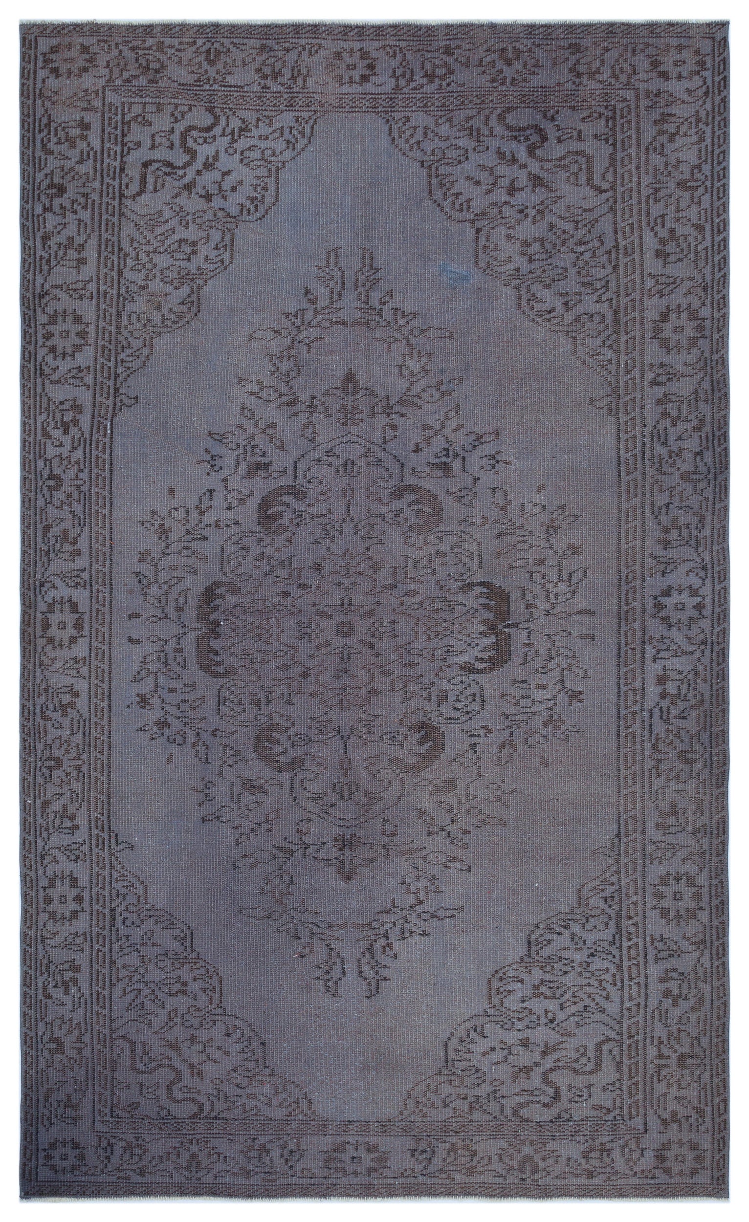 Gray Over Dyed Vintage Rug 5'5'' x 8'10'' ft 165 x 268 cm