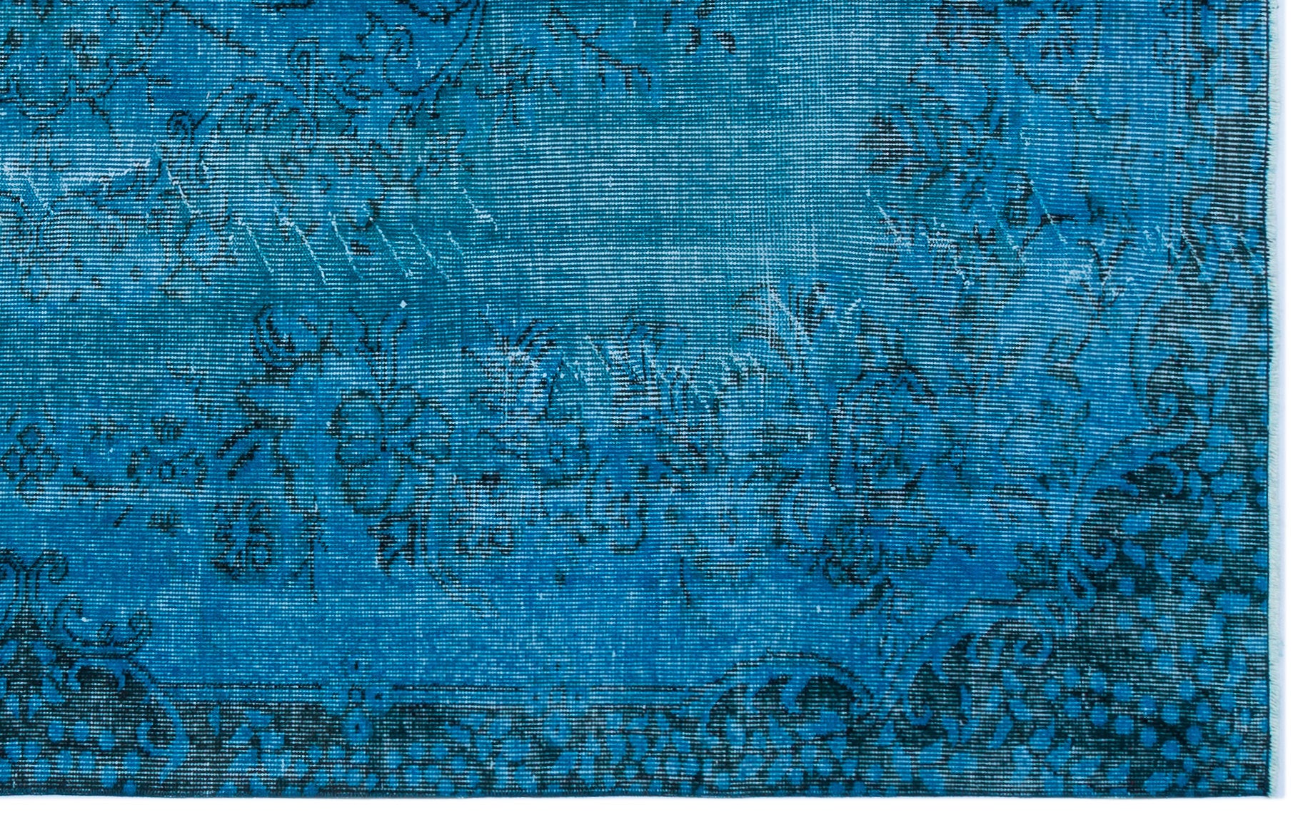 Turquoise Over Dyed Vintage Rug 5'5'' x 8'7'' ft 166 x 262 cm
