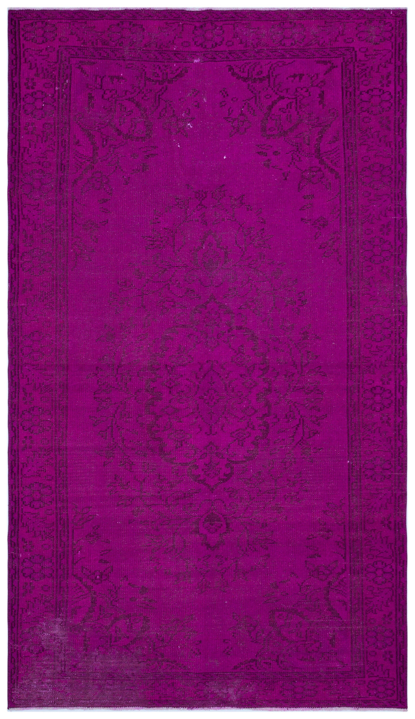 Fuchsia Over Dyed Vintage Rug 5'4'' x 9'3'' ft 162 x 283 cm