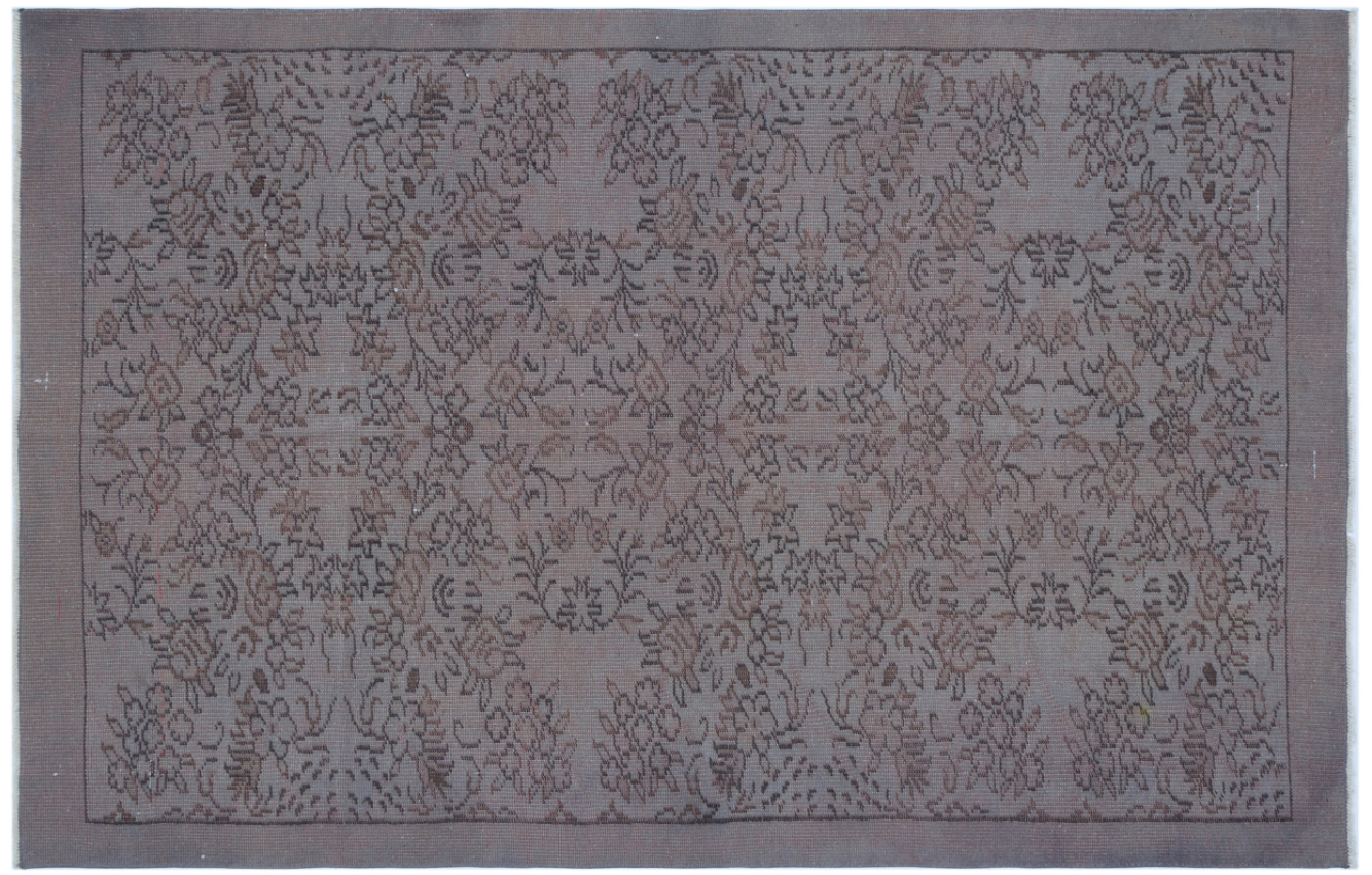 Retro Design Gray Over Dyed Vintage Rug 5'7'' x 8'5'' ft 169 x 256 cm